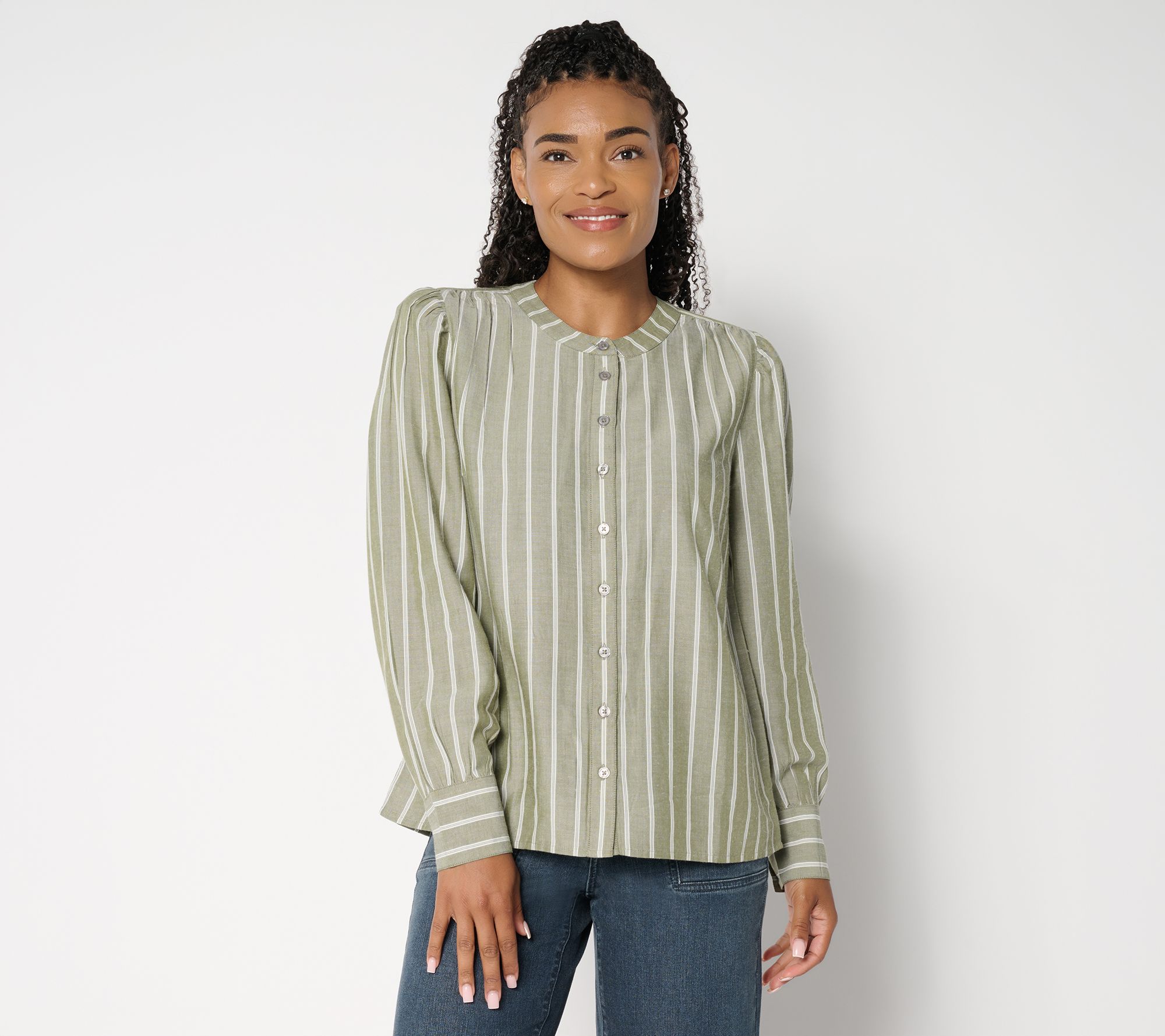 "As Is" Me by Jennie Garth Goldie Yarn Dye Striped Blouse