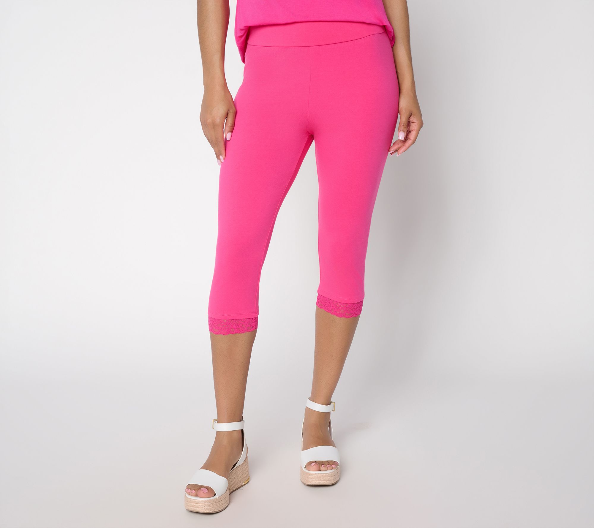  LOGO Layers by Lori Goldstein Petite Skimmer Legging with Lace Trim