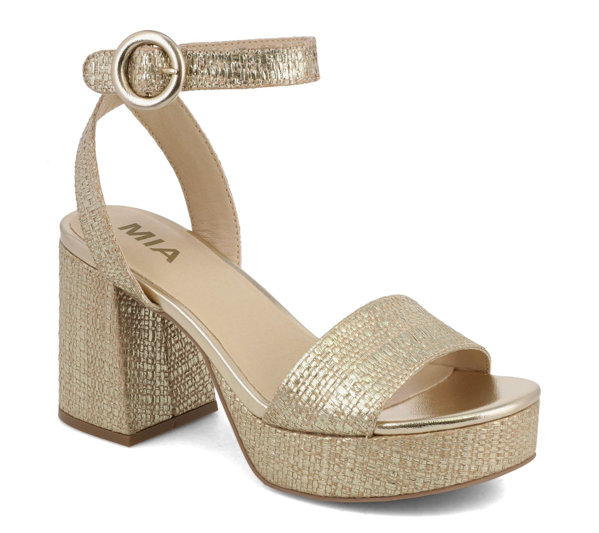 MIA Platform Block-Heel Textured Sandals - Renee