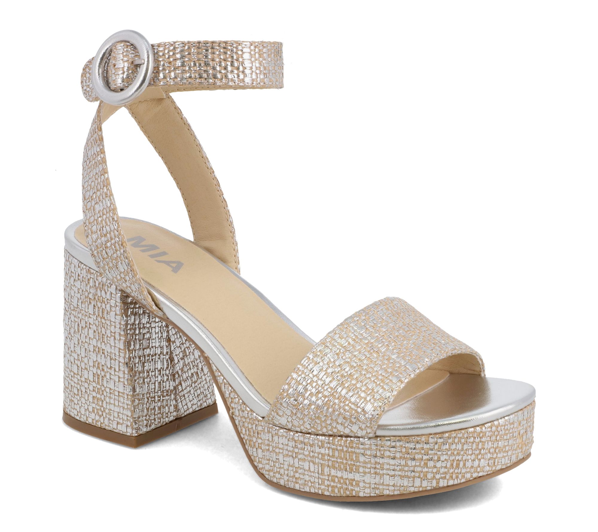 MIA Platform Block-Heel Textured Sandals - Renee