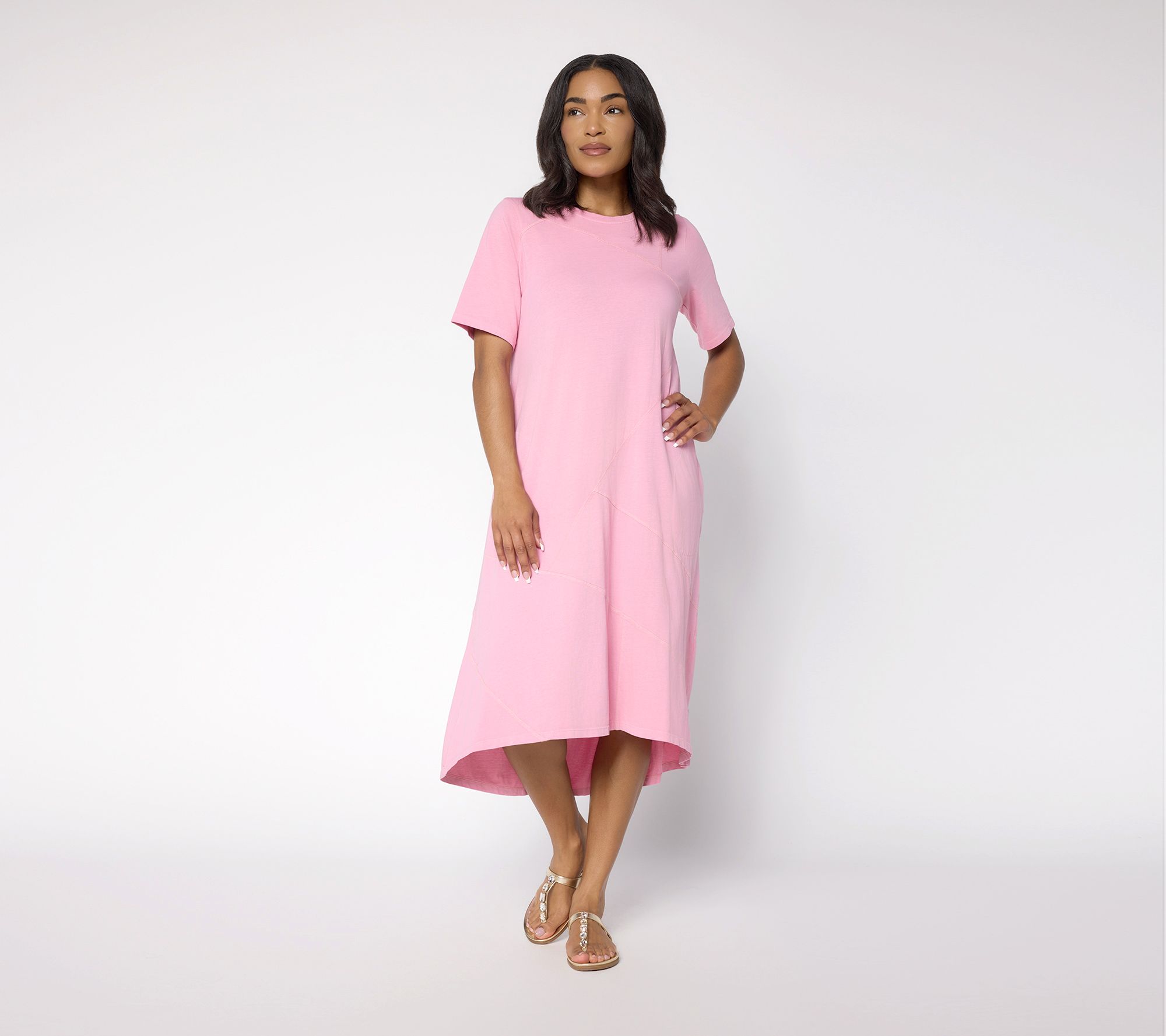 LOGO by Lori Goldstein Regular Knit Patchwork Seamed Dress