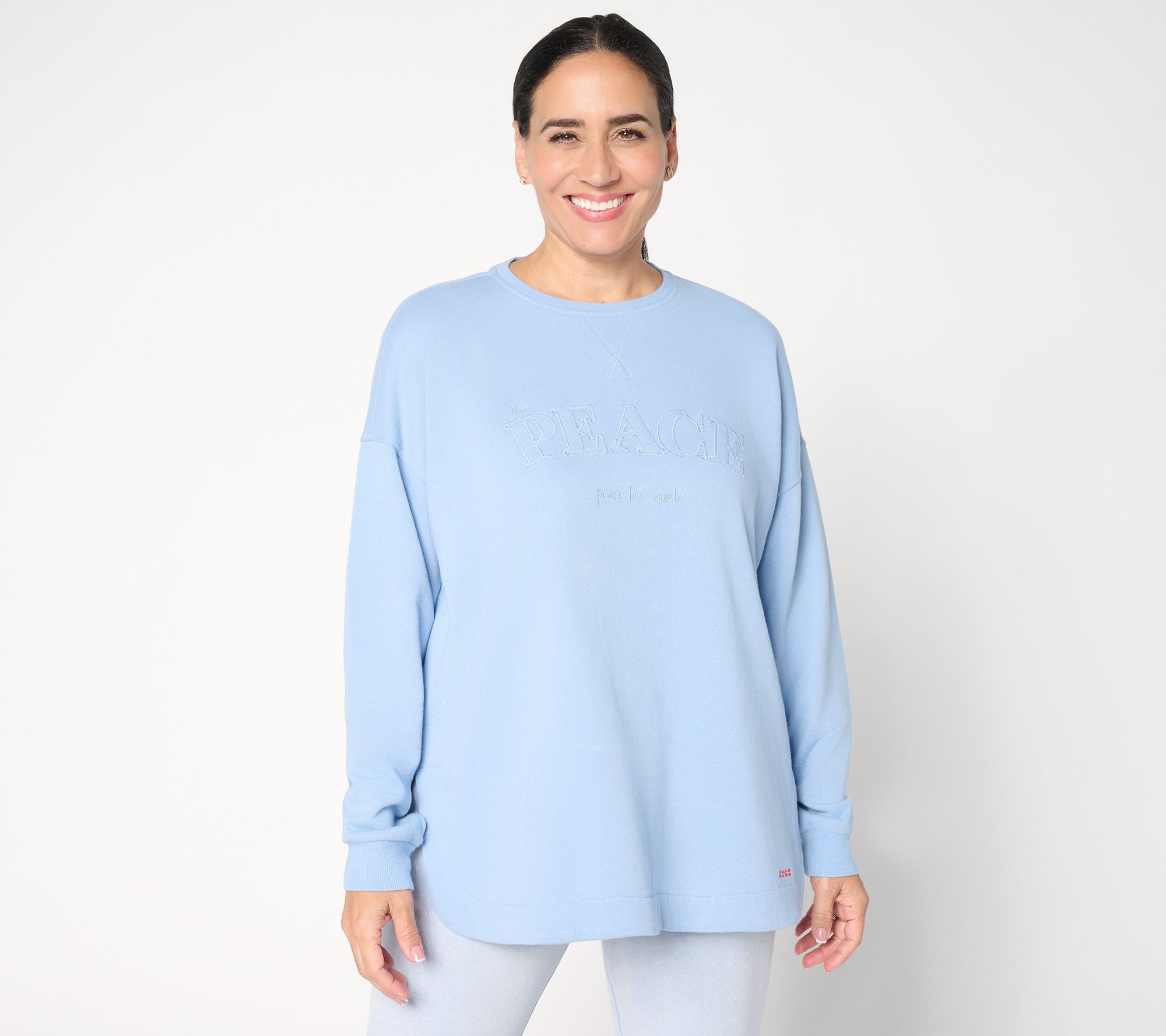 "As Is" Peace Love World Crewneck Drop Shoulder Sweatshirt