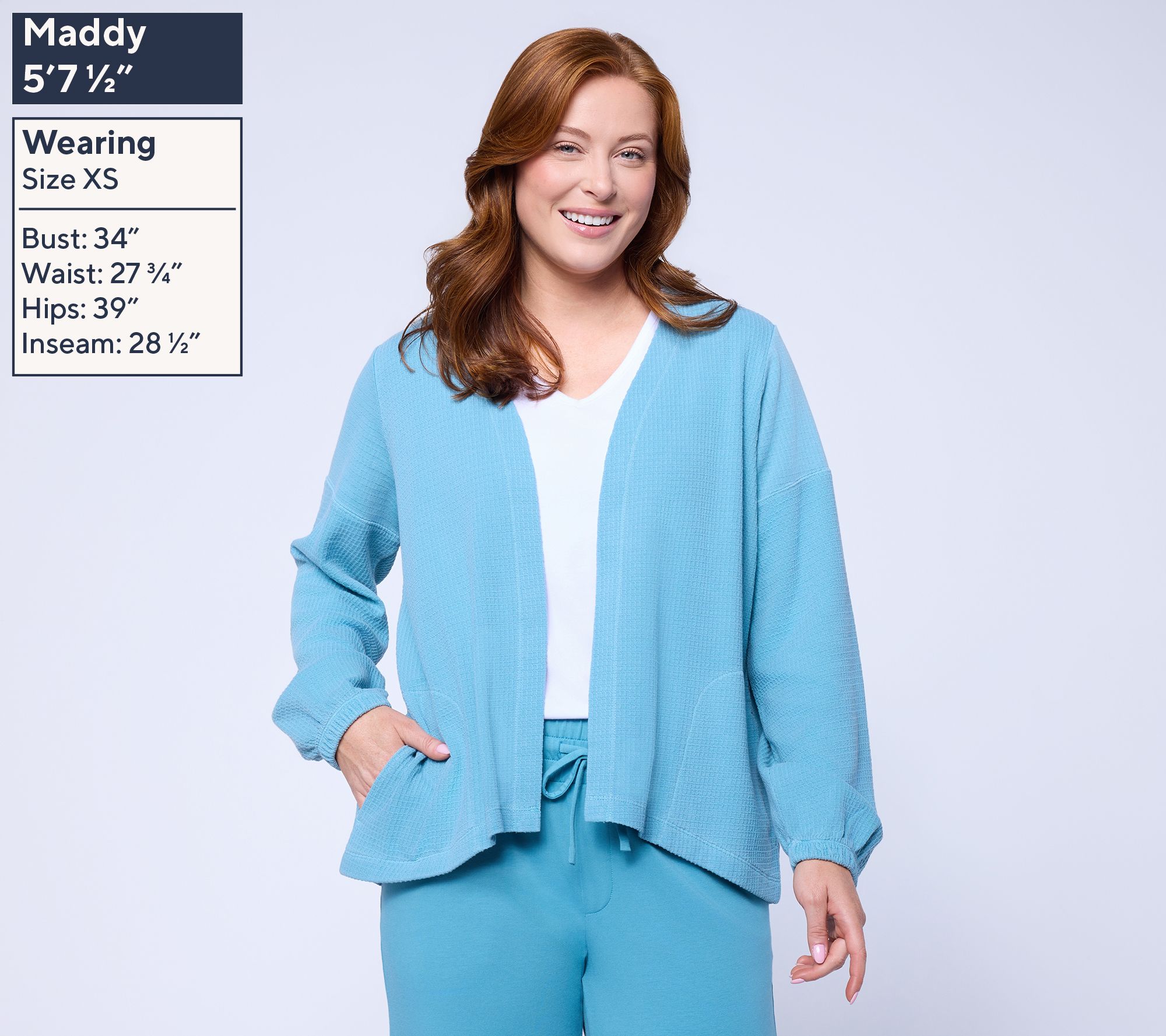 AnyBody Washed Waffle Cardigan - QVC.com
