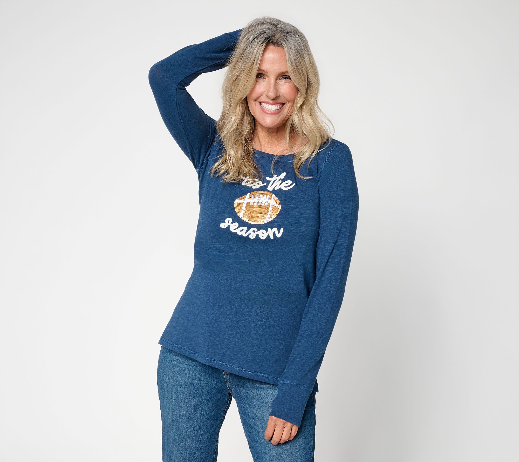 Belle by Kim Gravel Game Day Tis the Season Slub Knit Top