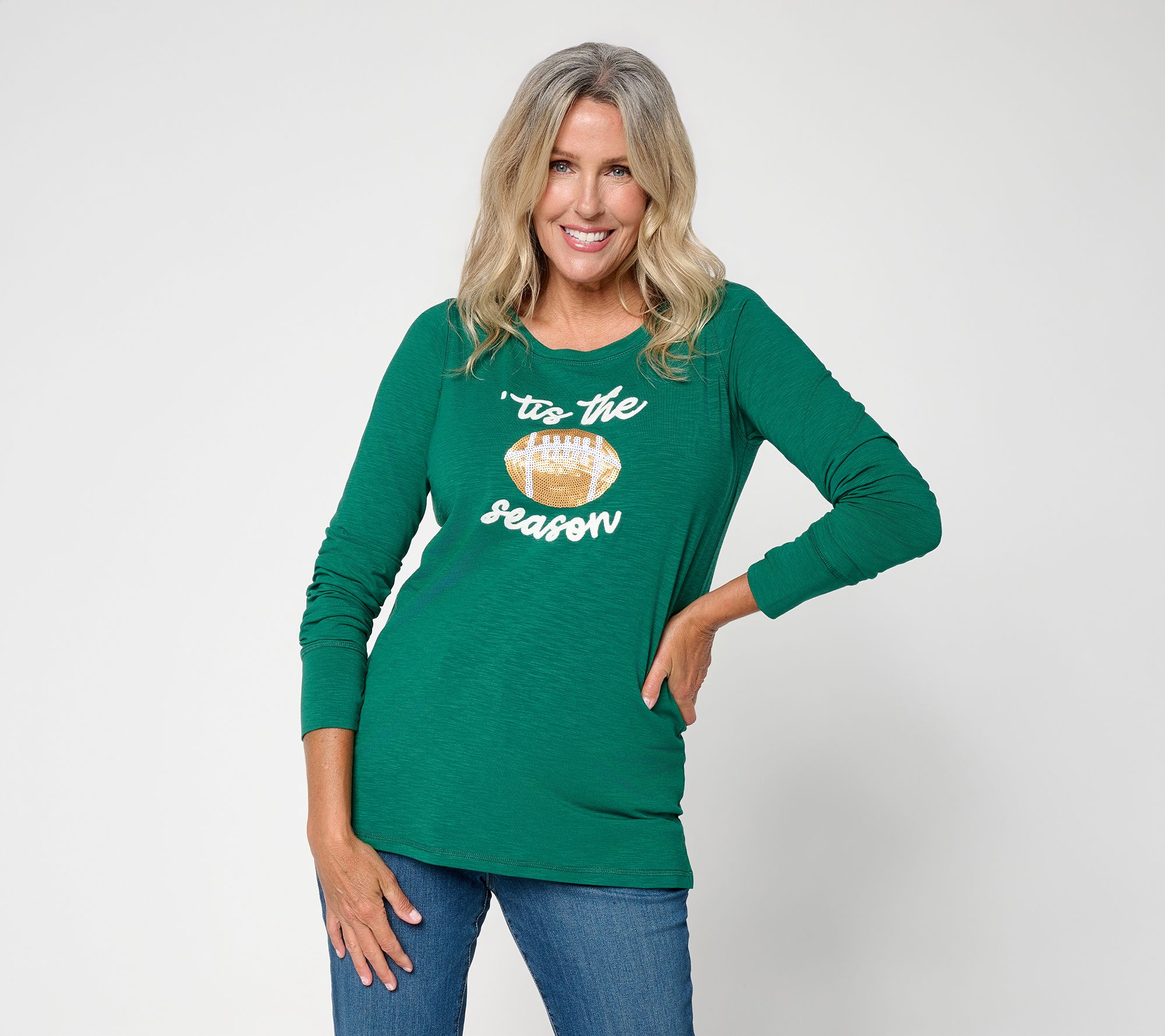 Belle by Kim Gravel Game Day Tis the Season Slub Knit Top
