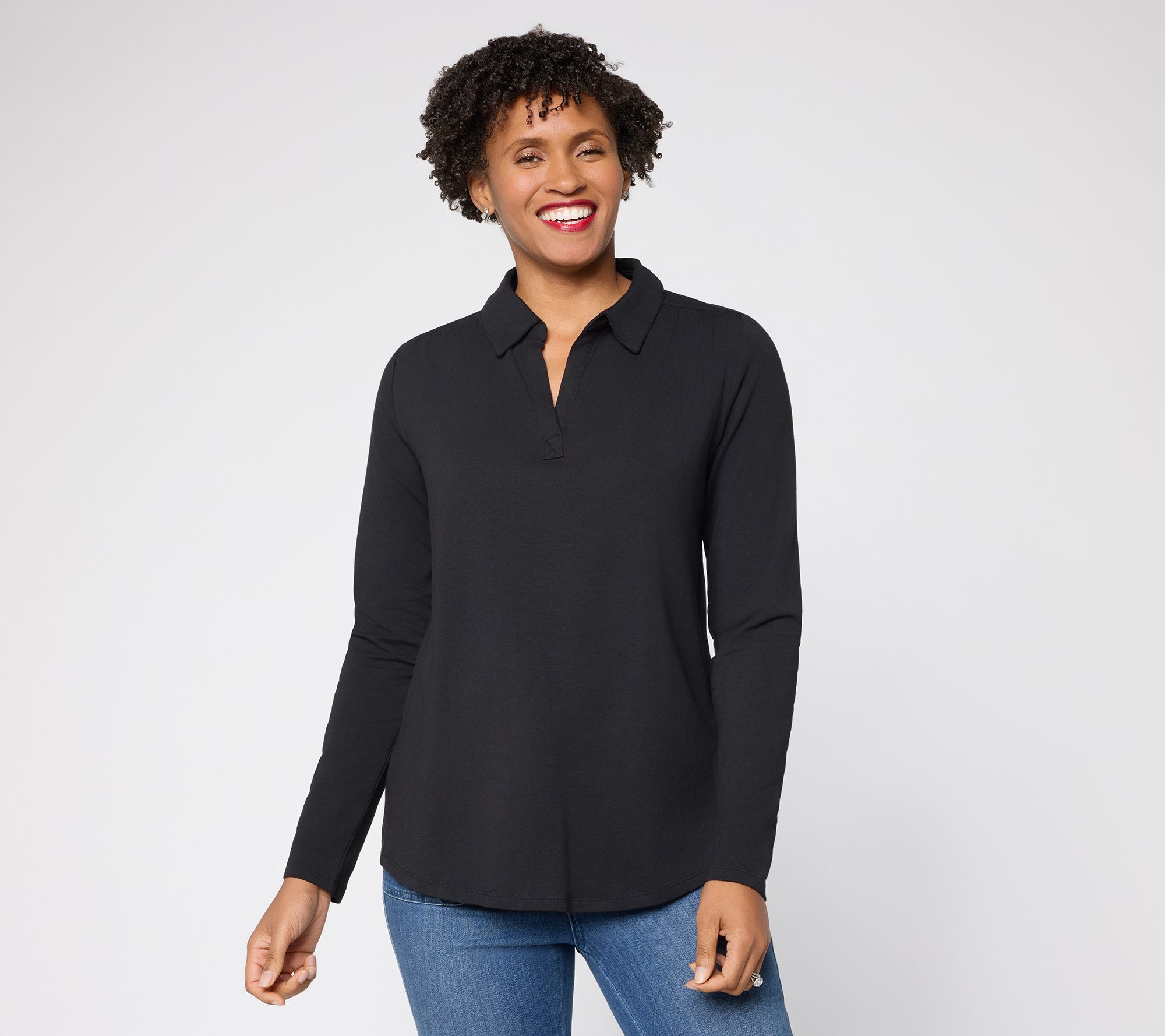 "As Is" Belle by Kim Gravel Primabelle Johnny Collar Top w/ Ruching