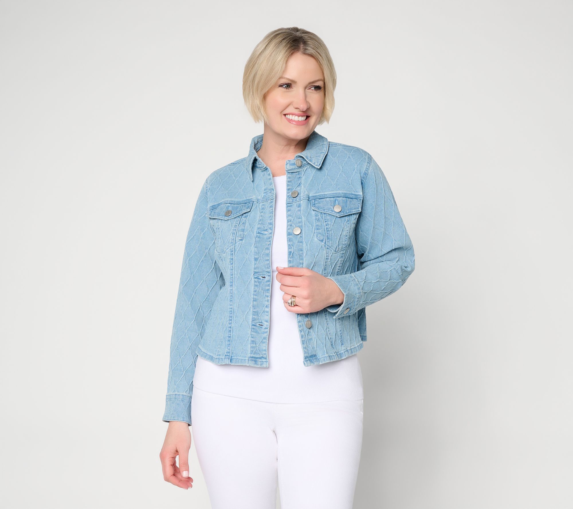 "As Is" Women with Control Jacquard Denim Jacket