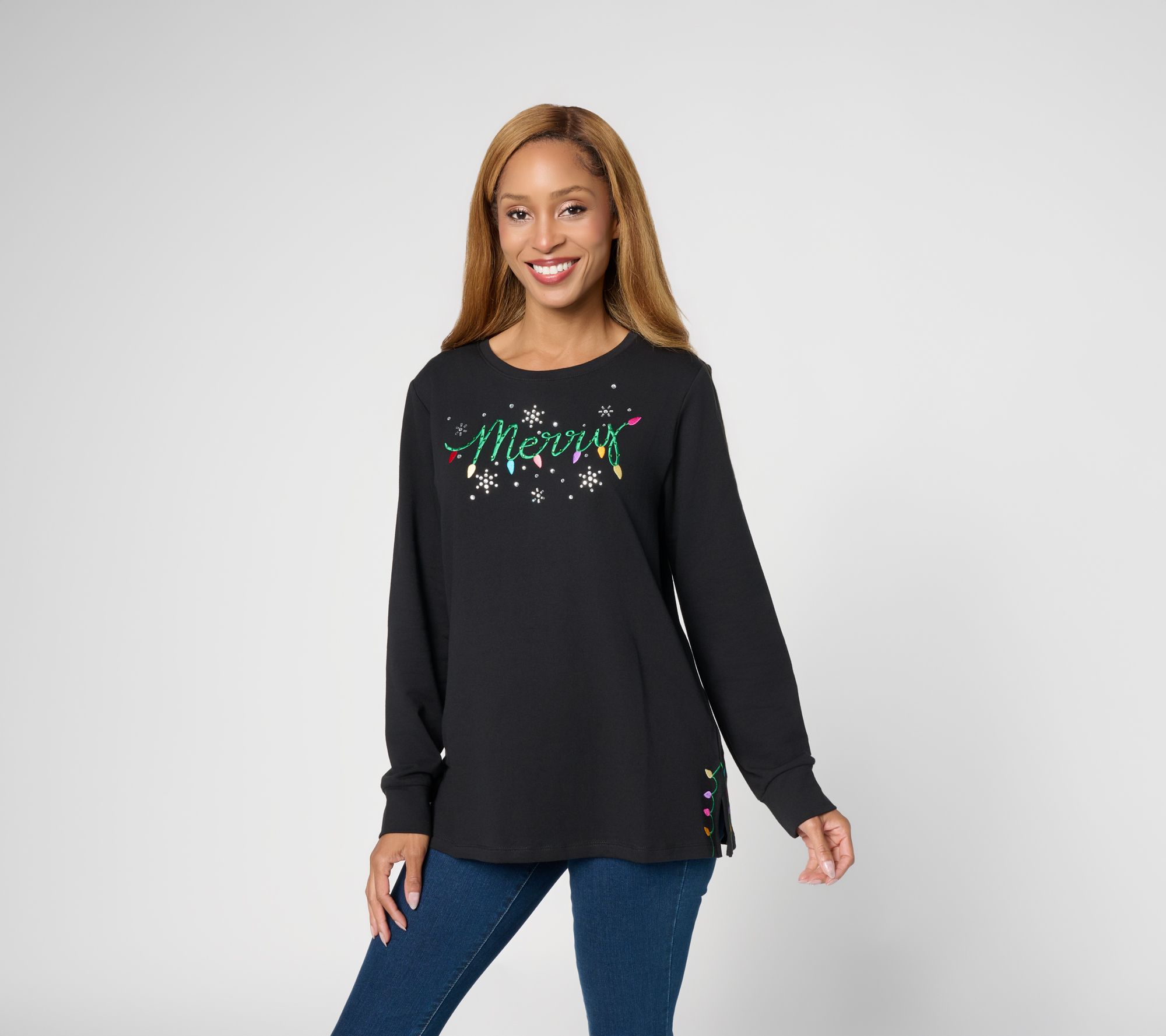 Quacker Factory Christmas Magic French Terry Top