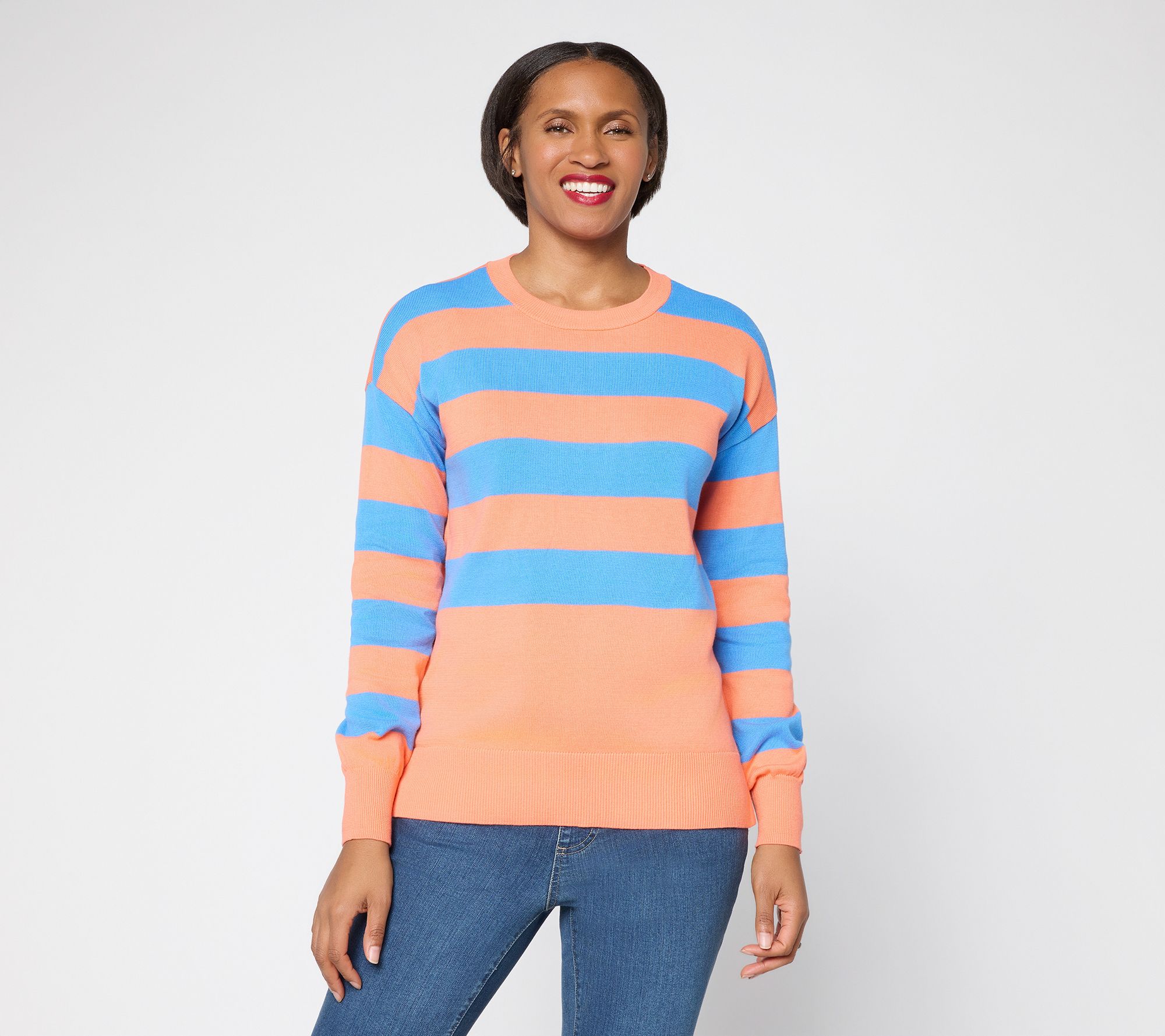 "As Is" Belle by Kim Gravel Dockside Stripe Crewneck Sweater