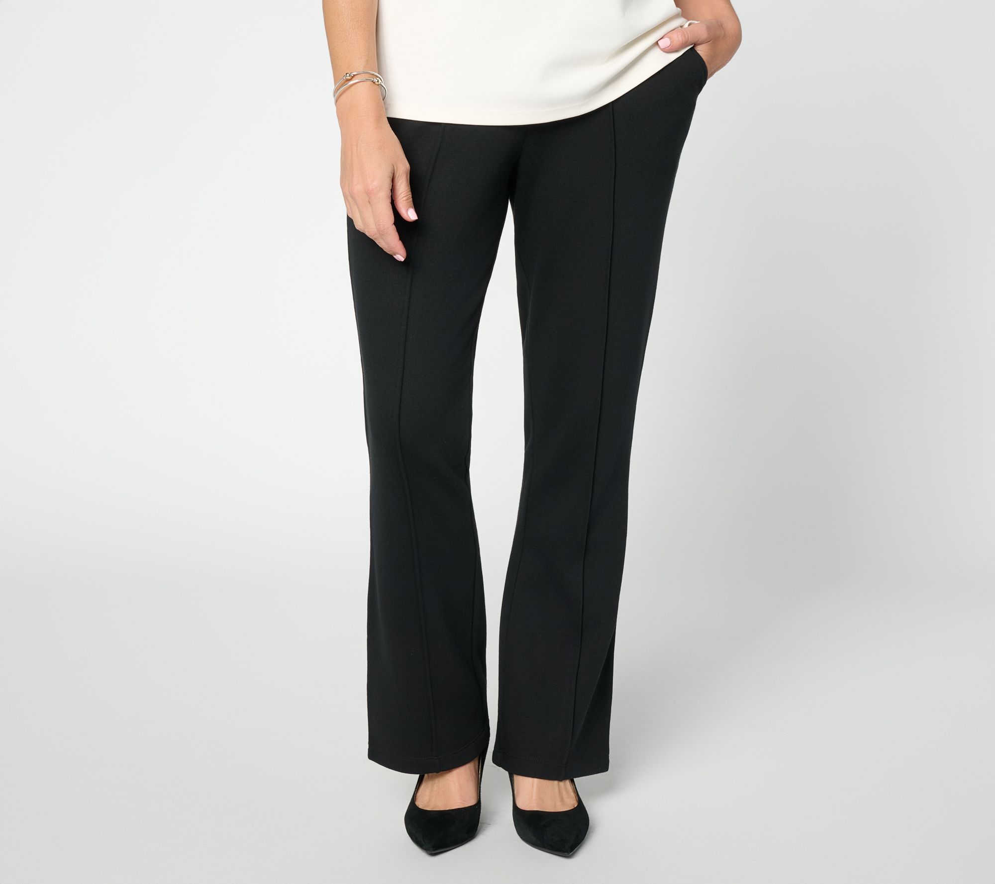 Susan Graver Petite Boot Cloud Soft Fleece Bootcut Pant