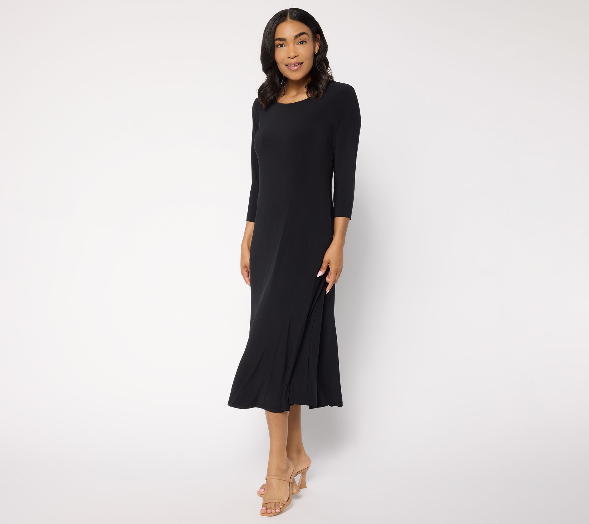 "As Is" Women with Control Reg Fit and Flare Como Jrsy Midi Dress