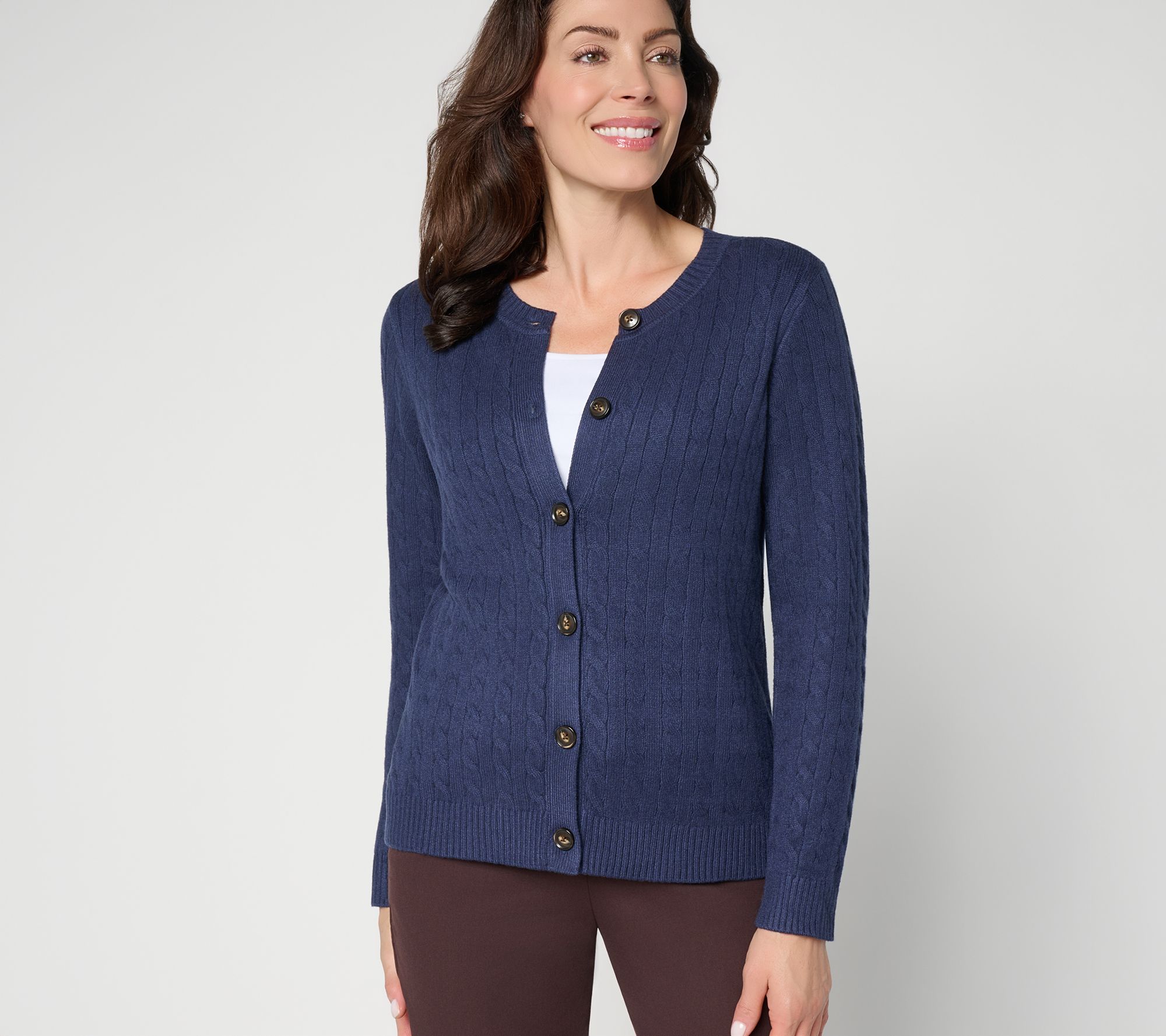 Denim & Co. Essentials Cable Knit Sweater Cardigan