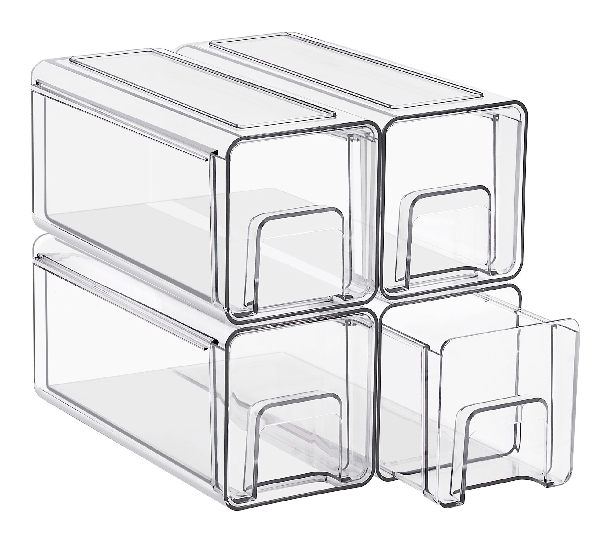 Sorbus Clear Stackable Storage Drawers with Handle - Set od 4