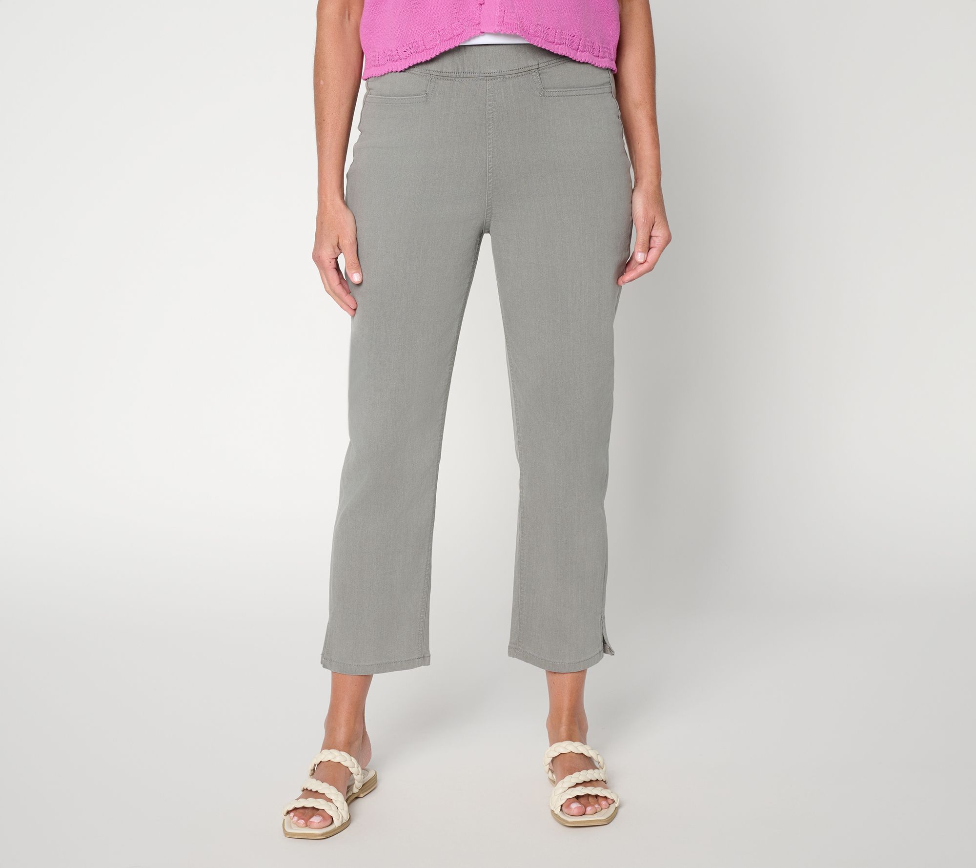 "As Is" Denim & Co. Regular Flat Front Side Pocket Crop Pants