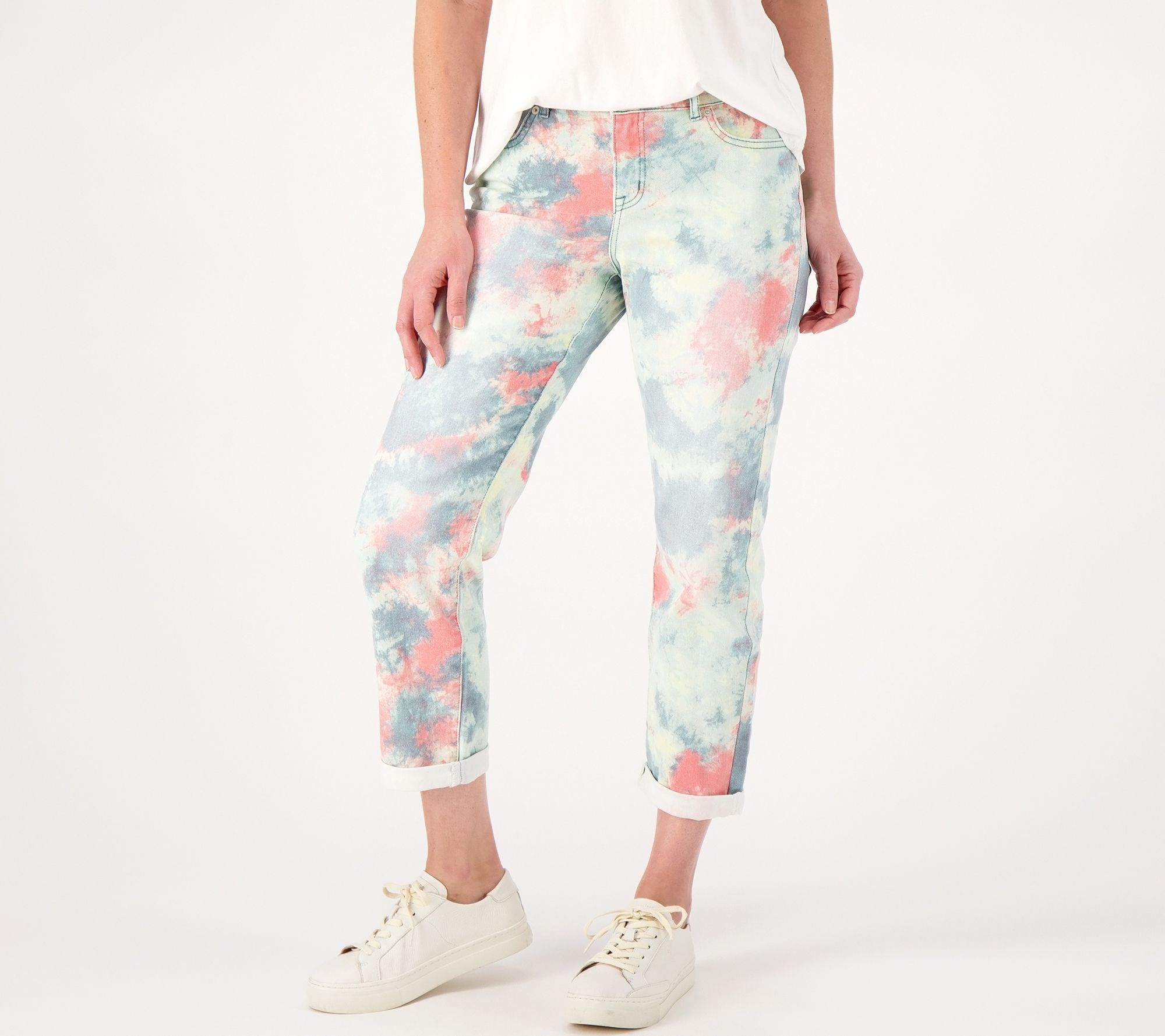 LOGO by Lori Goldstein Petite Tie-Dye Boyfriend Jeans
