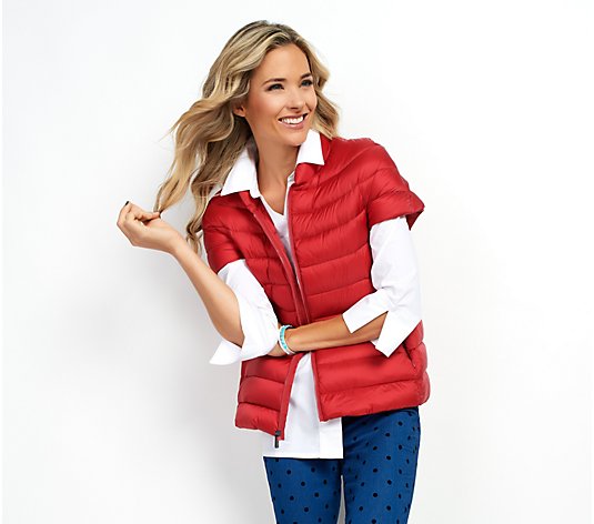 Lightweight Cute Coats For Women Martha Stewart Women's 3/4 Sleeve Quilted Packable Down Jacket 