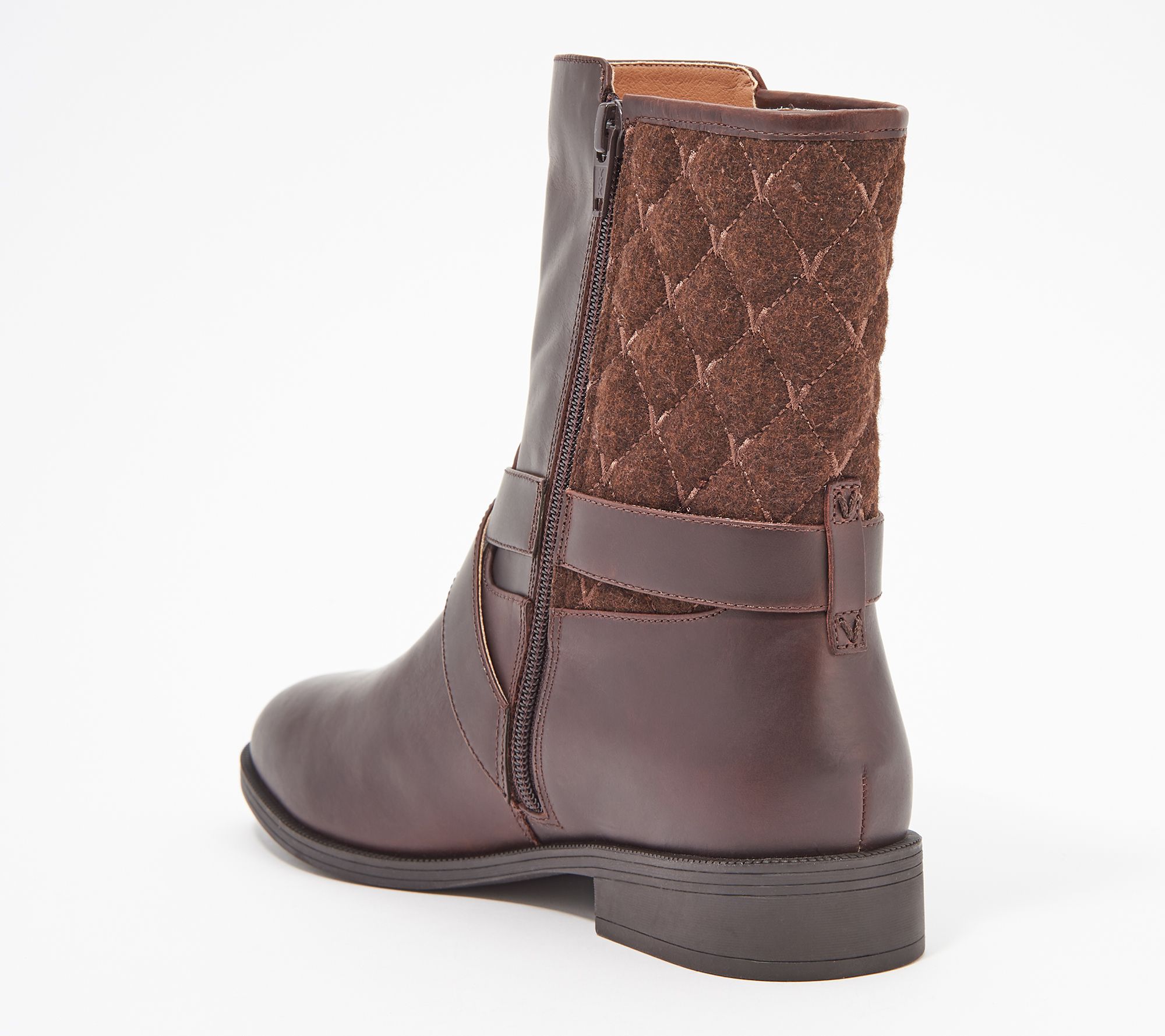 Vionic Quilted Leather Mid Boots - Thea - QVC.com