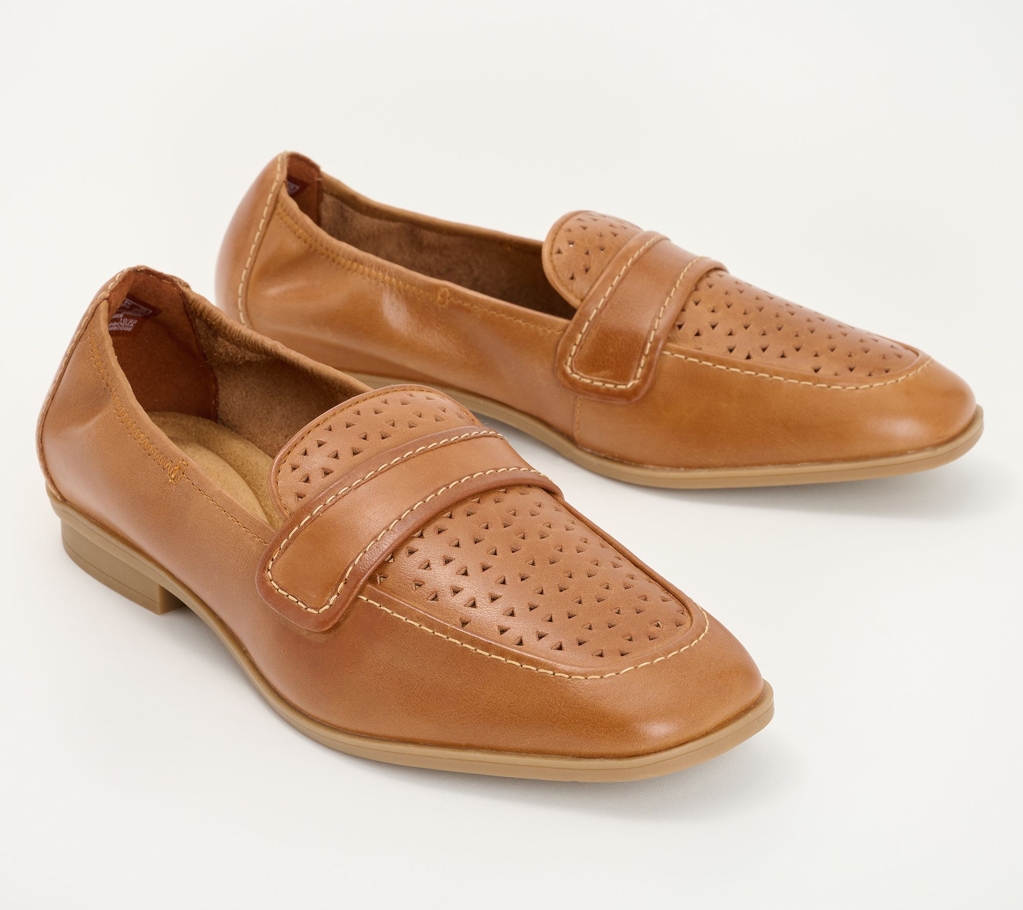 Clarks Perforated Leather Loafers - - QVC.com