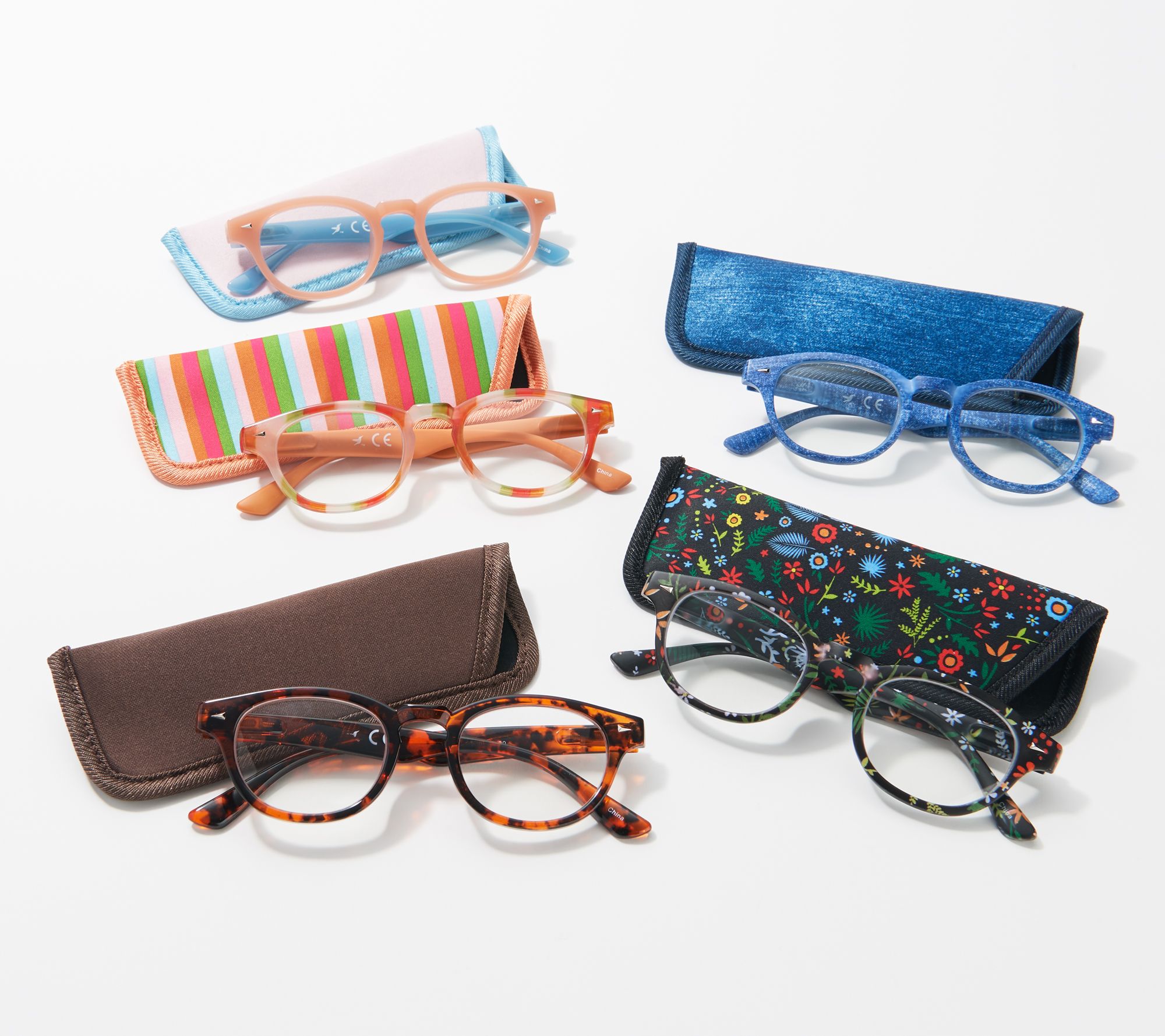 (QVC) Hummingbird Set of 5 Anti Blue Light Reading Glasses Strength