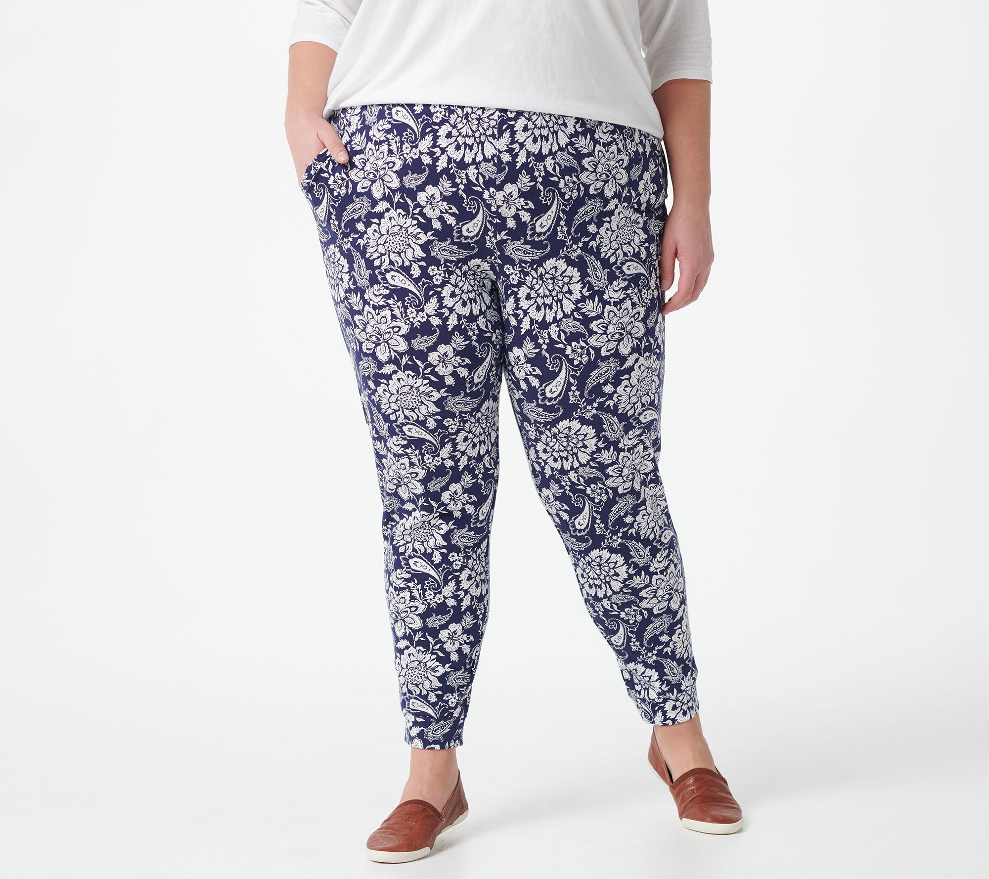Denim & Co. Active Printed French Terry Jogger w/ Pockets - QVC.com