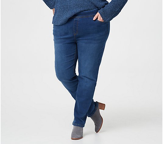Denim & Co. Tall Cozy Touch Full-Lenght Straight-Leg Jeans
