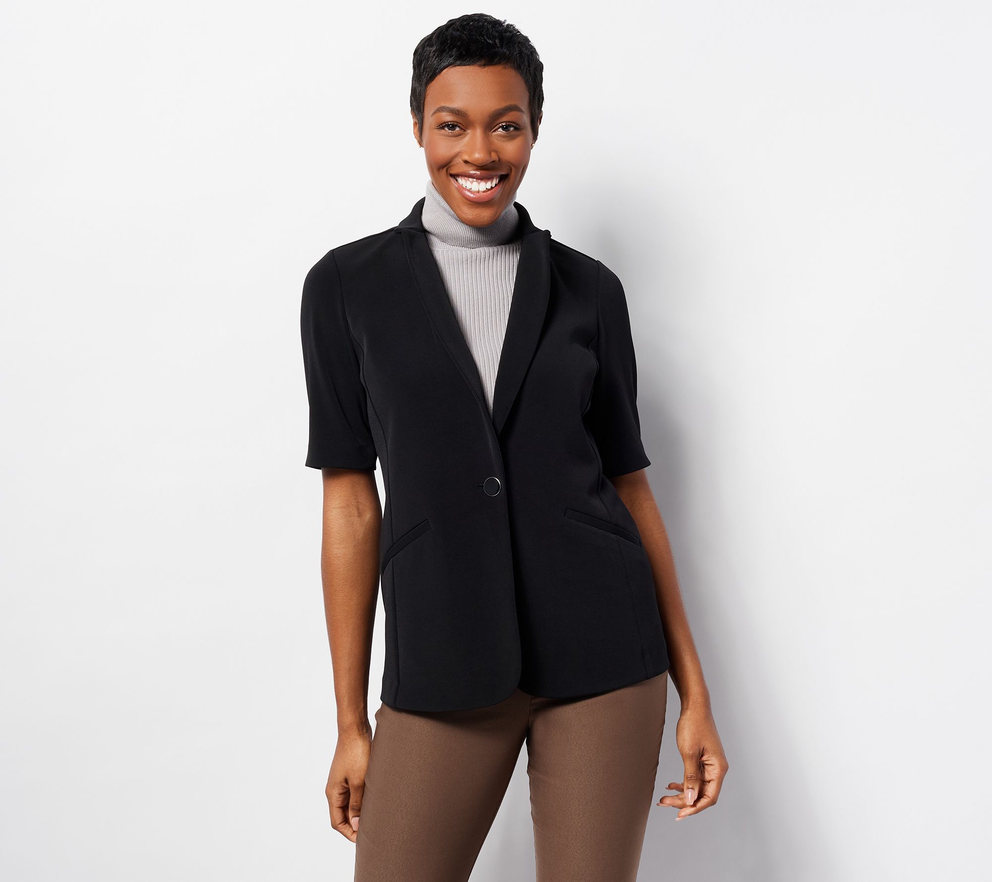 GRAVER Susan Graver LK Fusion Elbow-Sleeve Blazer