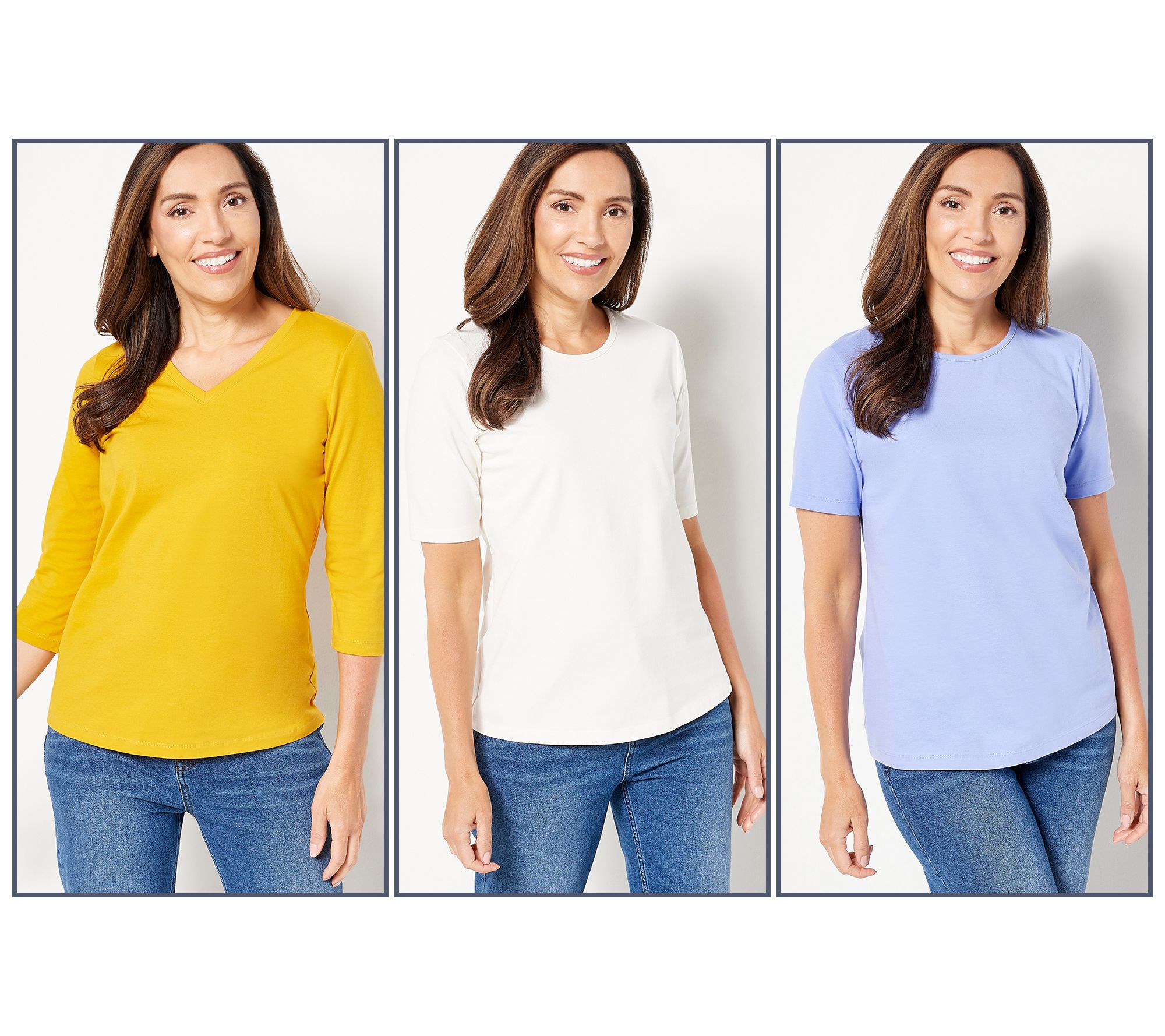 Denim & Co. Essentials Perfect Jersey Set of Three Knit Tops