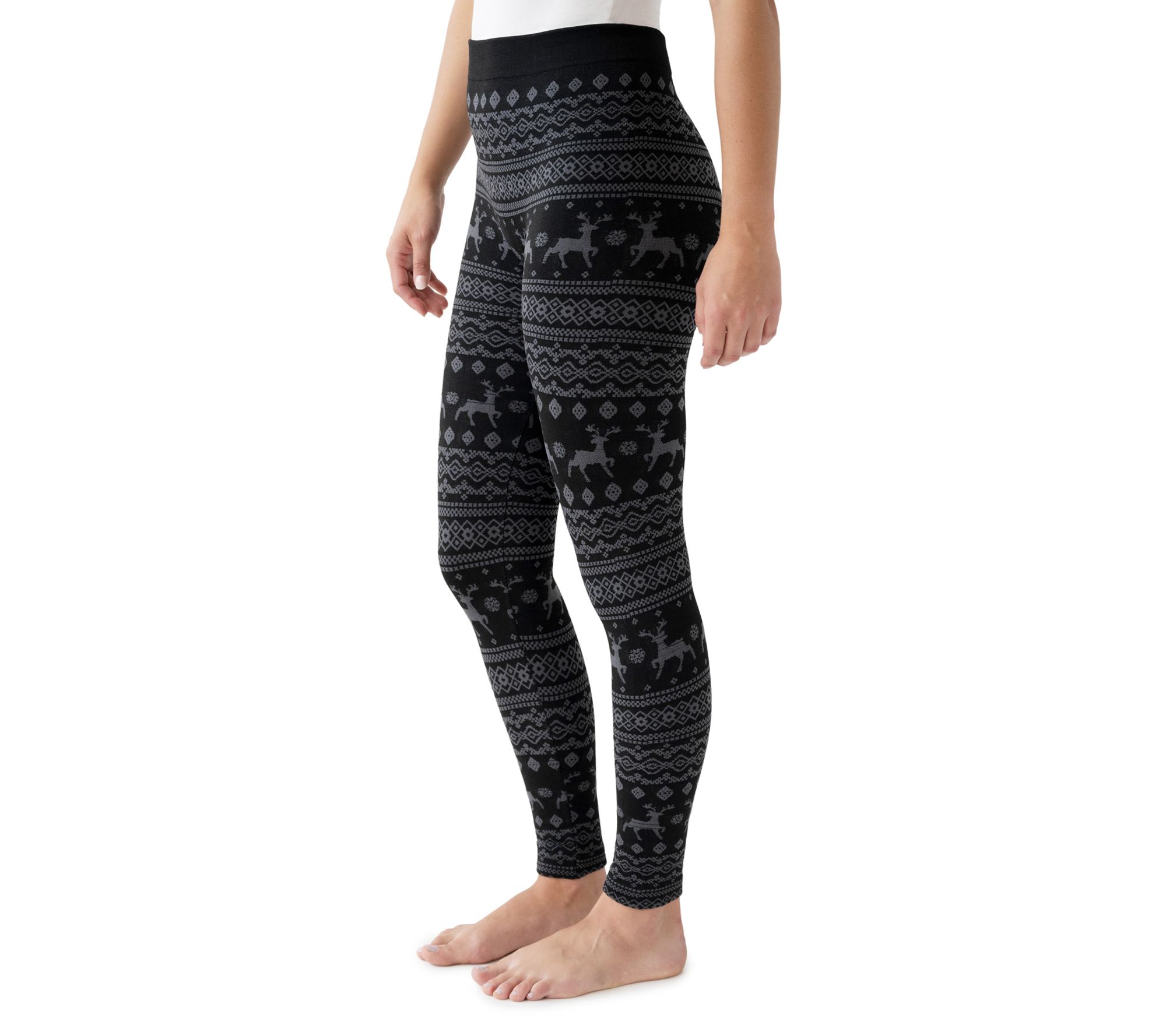 MUK LUKS Women's Jaquard Fleece Lined Leggings - QVC.com