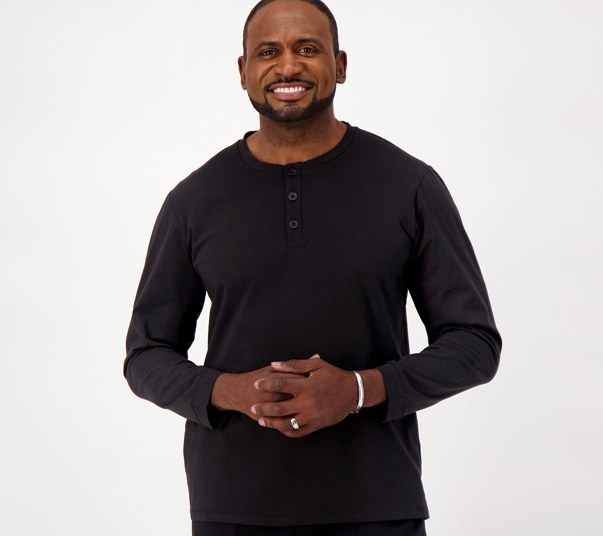 Men with Control Crew Neck Long Sleeve Henley