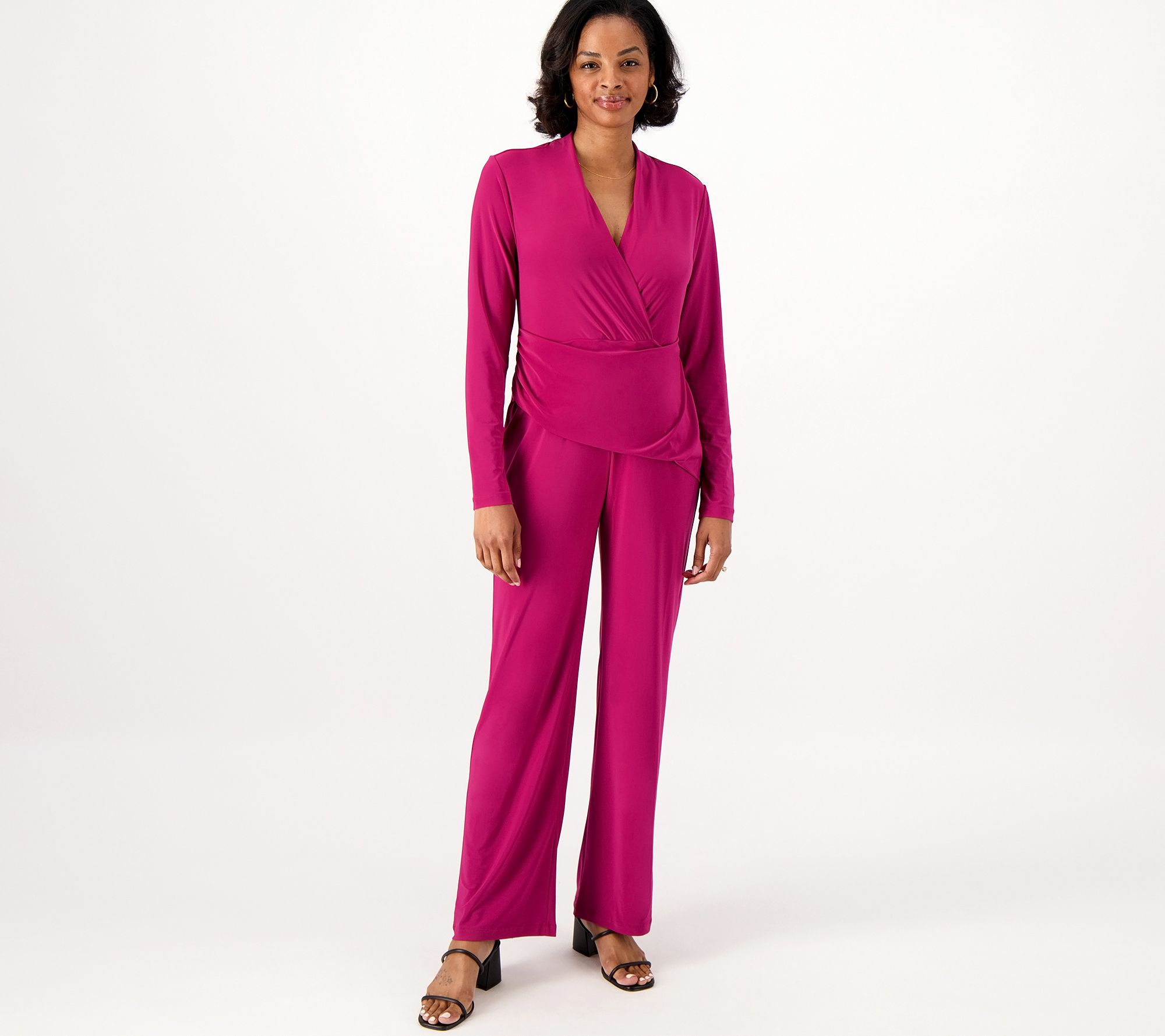 "As Is" Attitudes by Renee Regular Mock Wrap Waist Jumpsuit