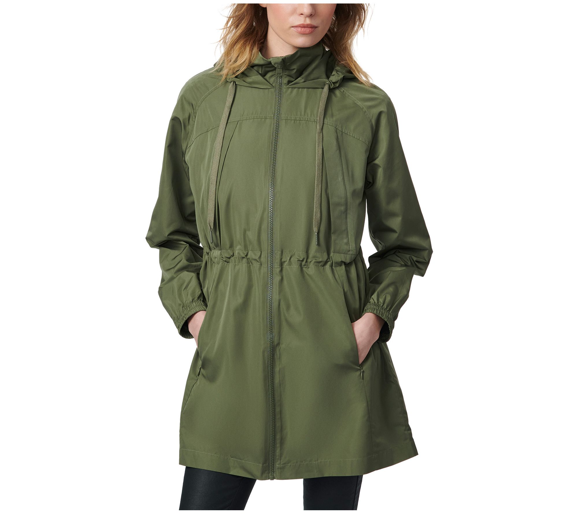 Bernardo Anorak Rain Coat with Drawstring Waist