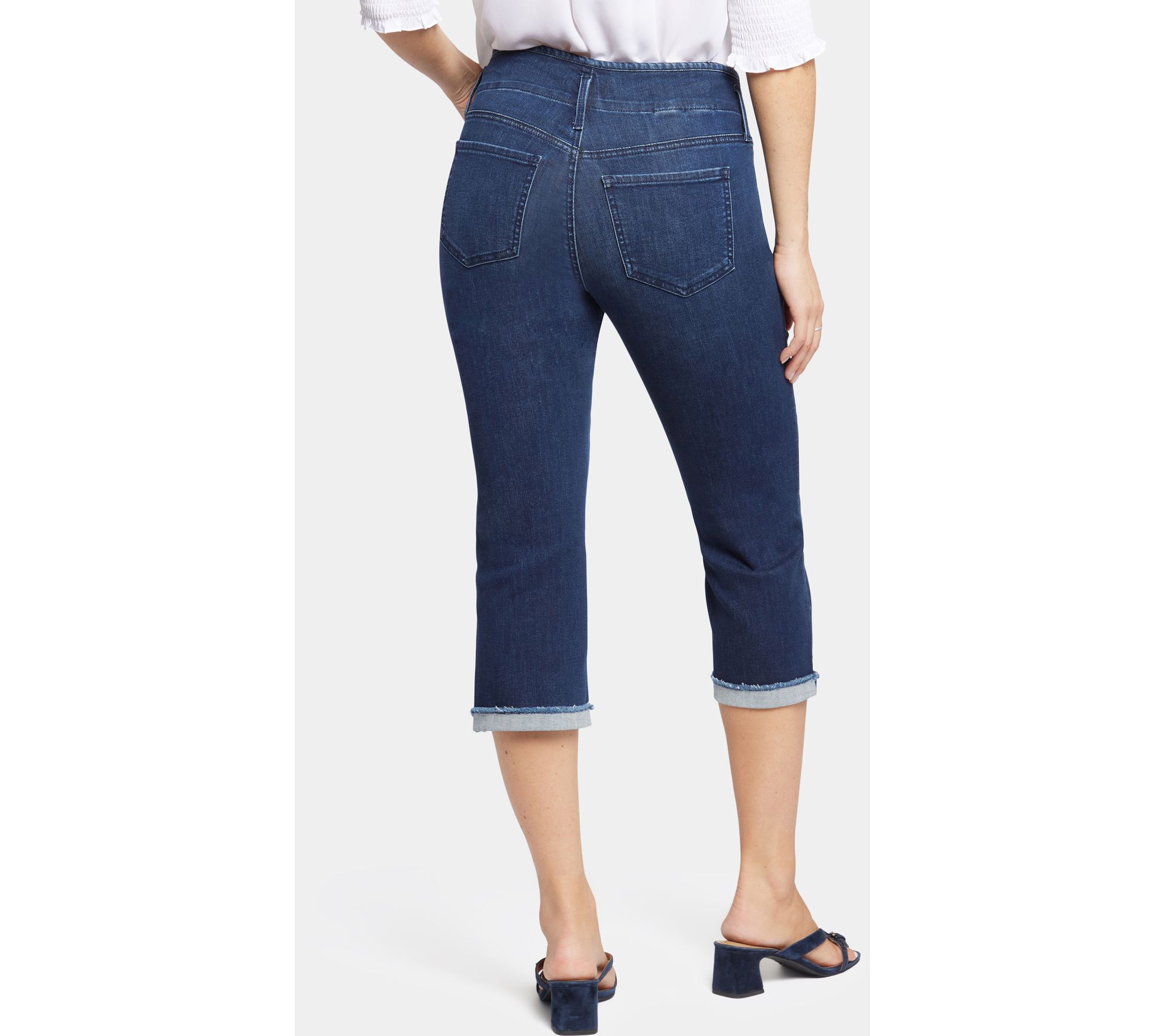 Nydj Marilyn Straight Crop Jeans With Frayed Cuffs