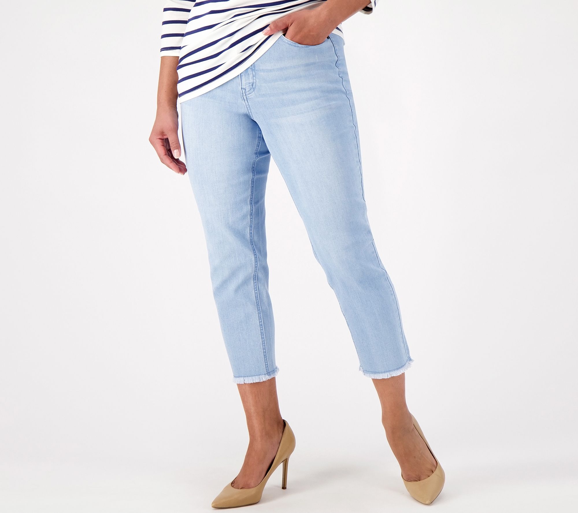 "As Is" Girl With Curves Petite Straight Crop Raw Hem Jean