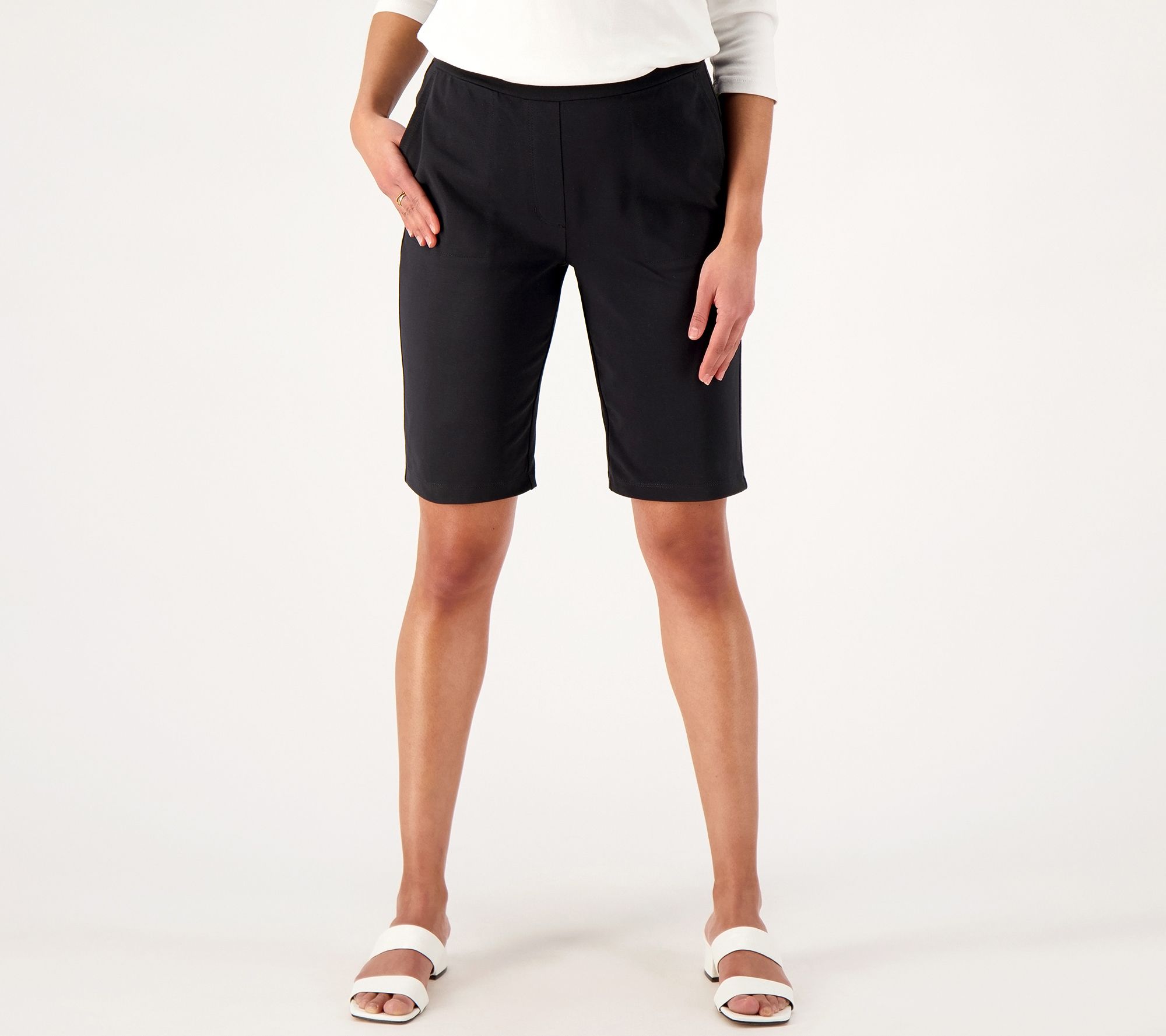 "As Is" Susan Graver Weekend Regular Premium Stretch Strght Bermuda Shorts