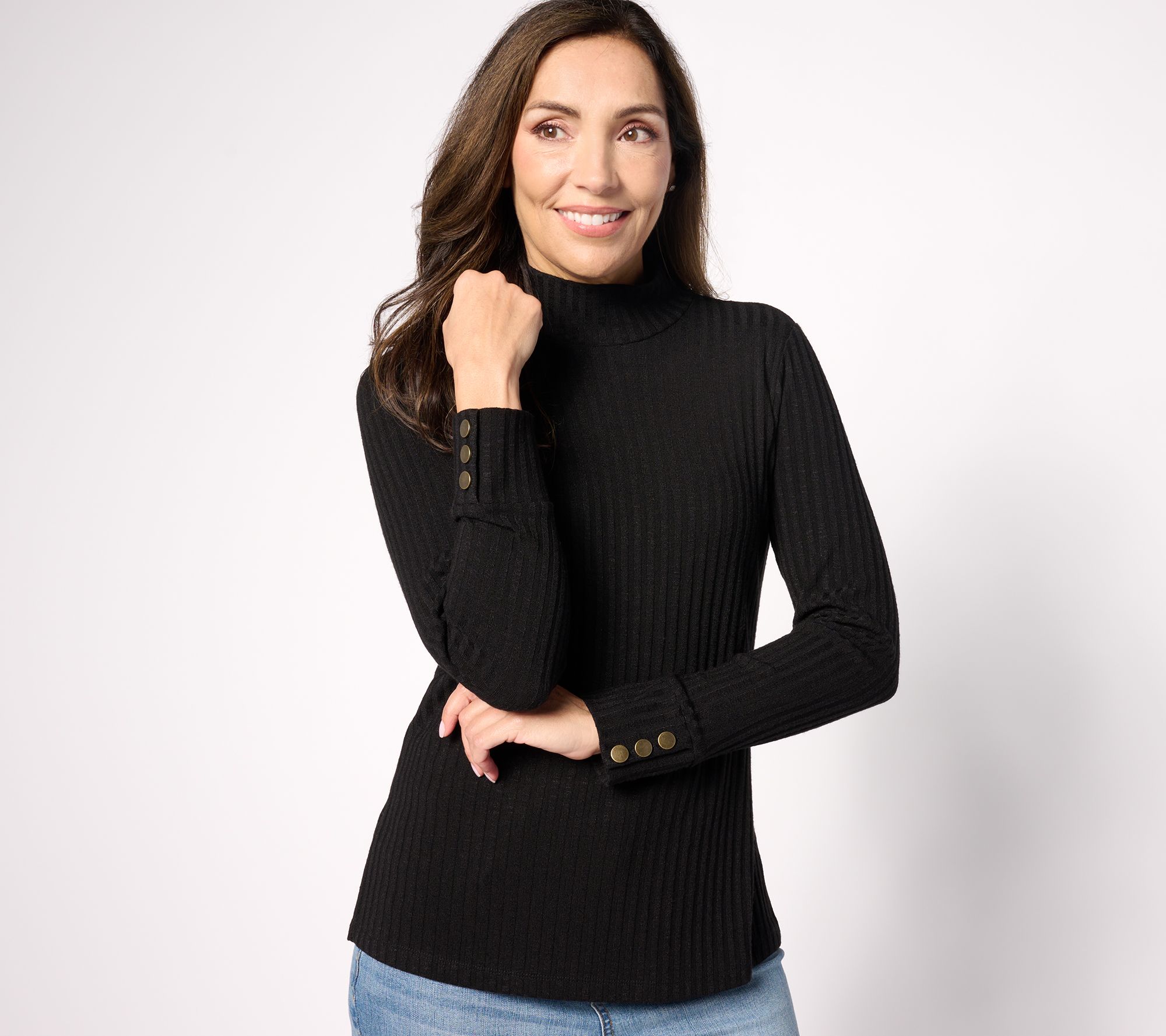 Susan Graver Sleek Essentials Liquid Knit Long Sleeve Top 