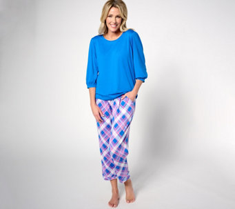 Mrat Pajama Sets Women Pajama Silk Sleepwear Ladies Plaid Loose And  Comfortable Plaid Pajamas Home Service Two-piece Suit Shirt and Full-Length  Pant