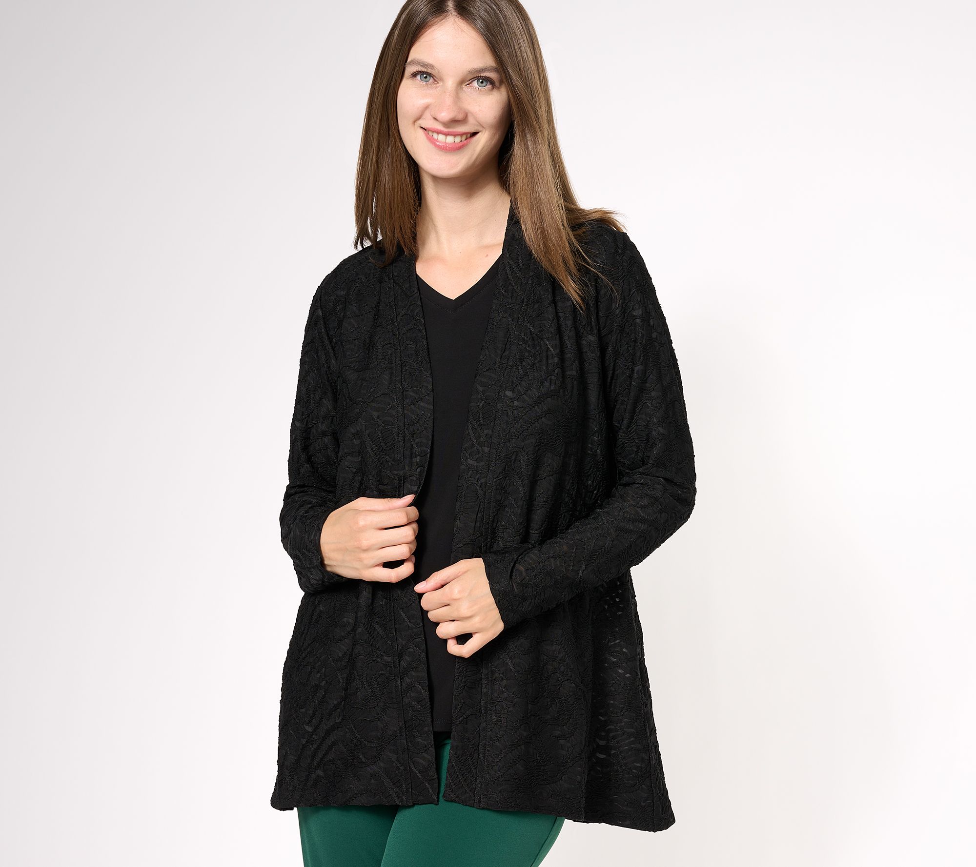 "As Is" Susan Graver OCCASIONS Novelty Knit Cardigan