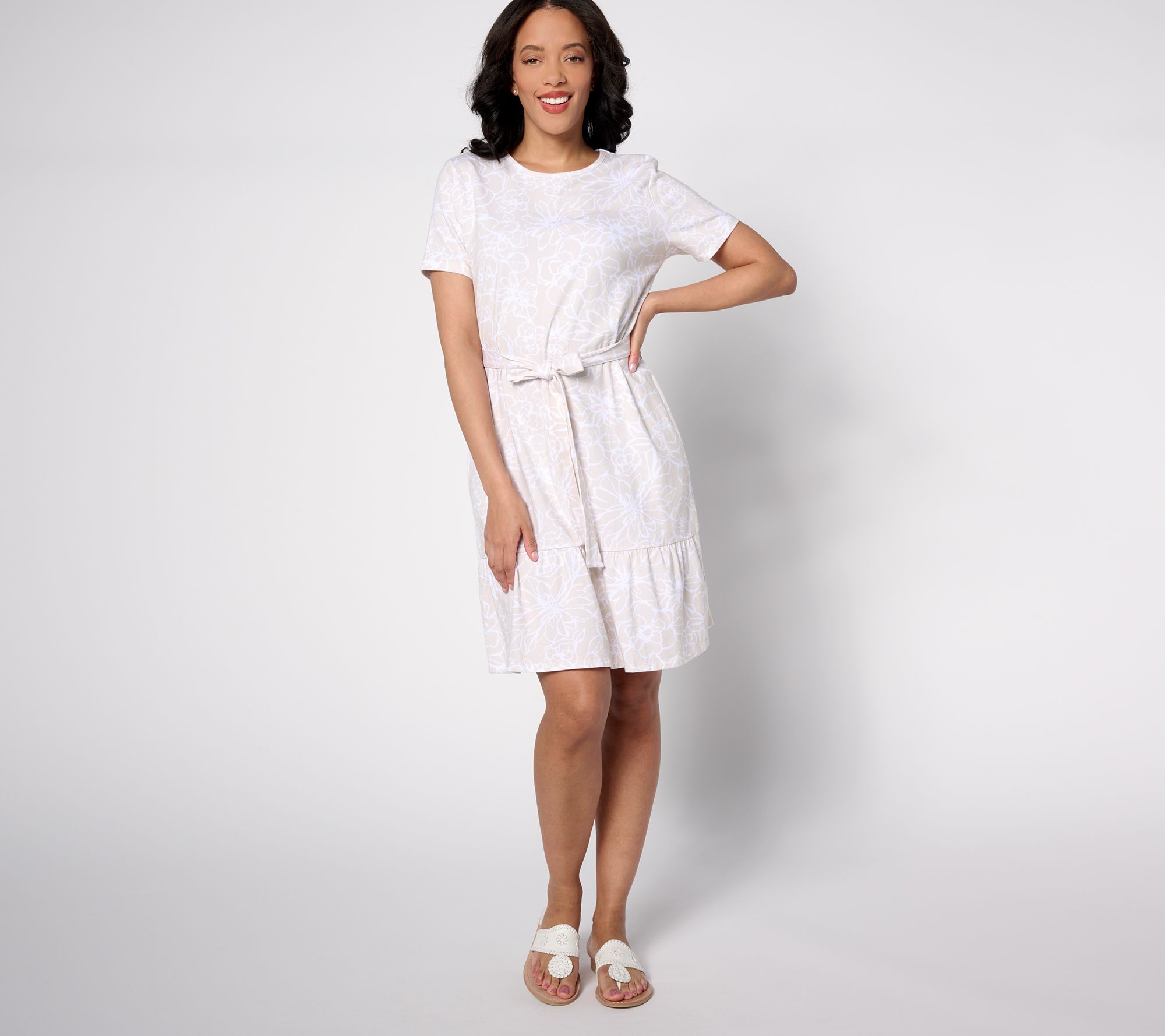 Denim & Co. Regular Favorite Jersey Short-Sleeve Flounce Dress