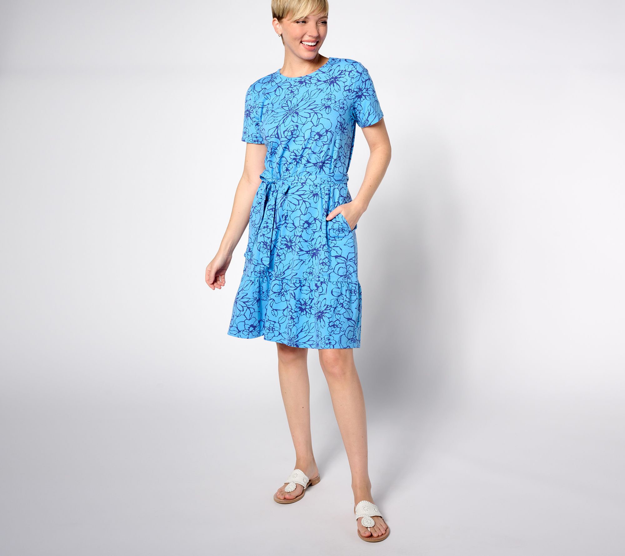 Denim & Co. Regular Favorite Jersey Short-Sleeve Flounce Dress