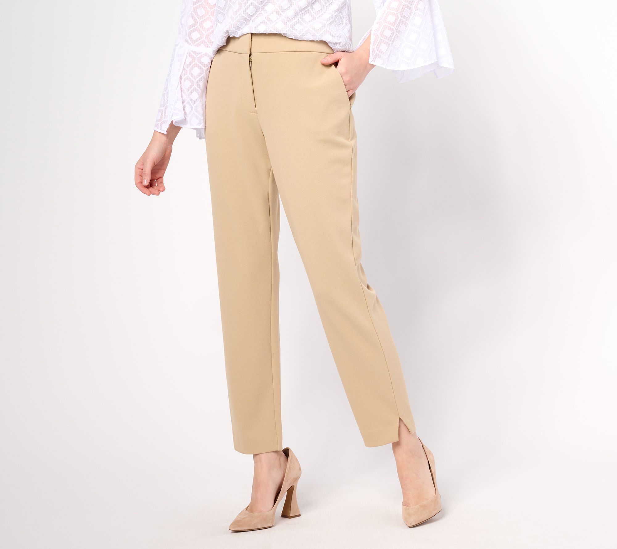 Dennis Basso Regular Luxe Crepe Slim Leg Pant