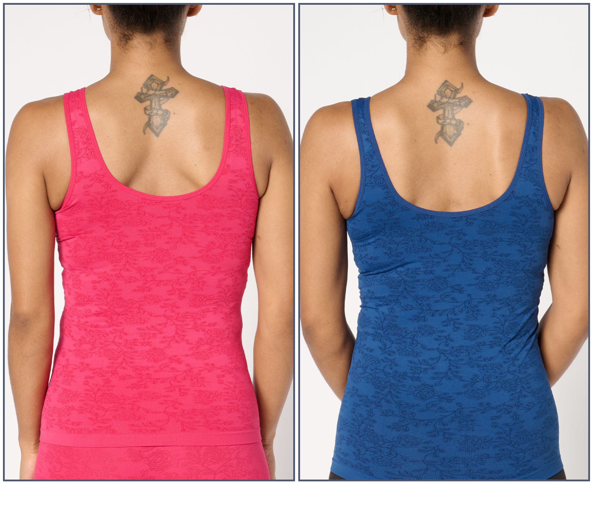 Breezies Seamless Floral Reversible Neckline Tank Set Of 2