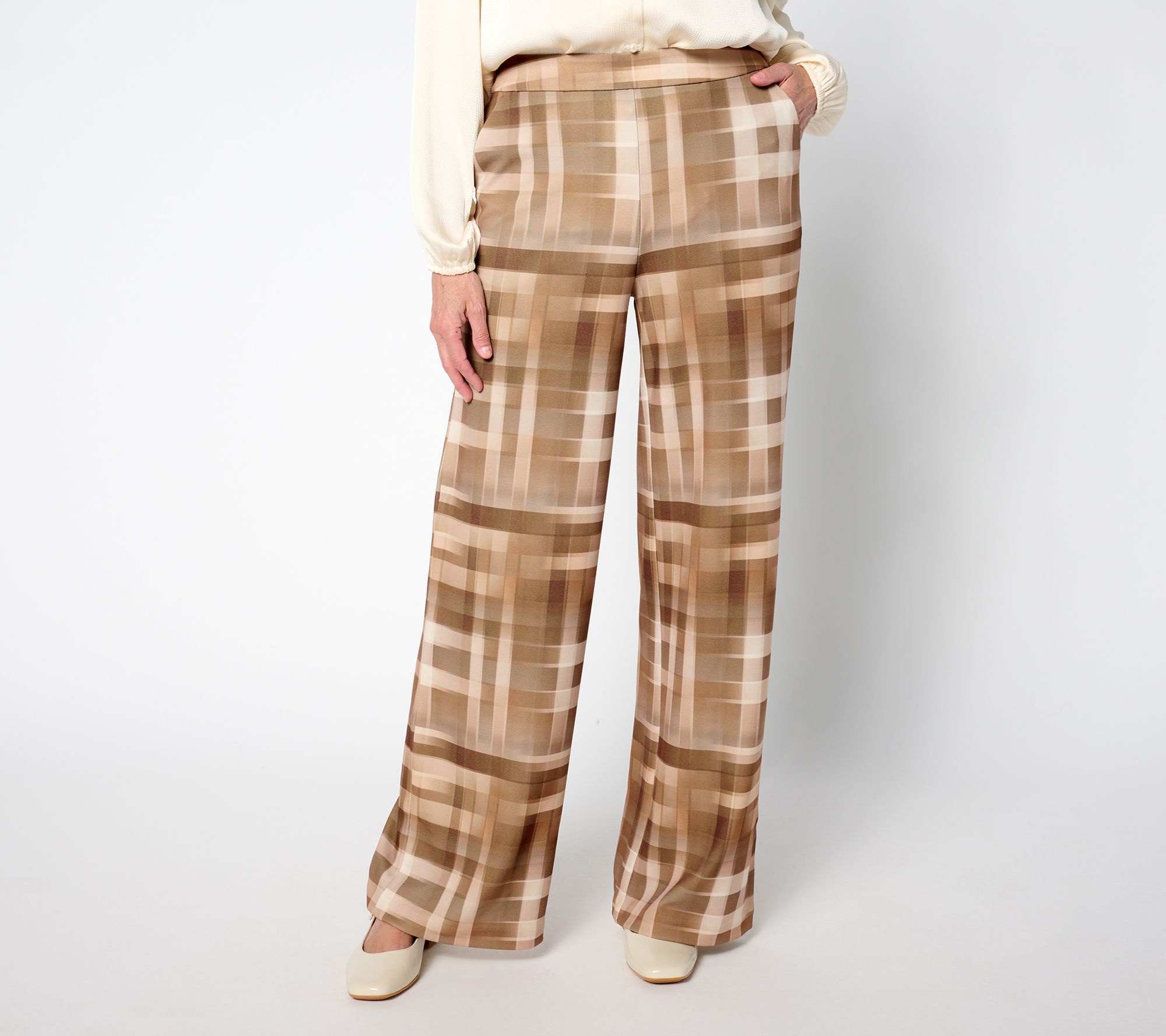 Isaac Mizrahi Live! Regular Printed Scuba Crepe Wide Leg Pants
