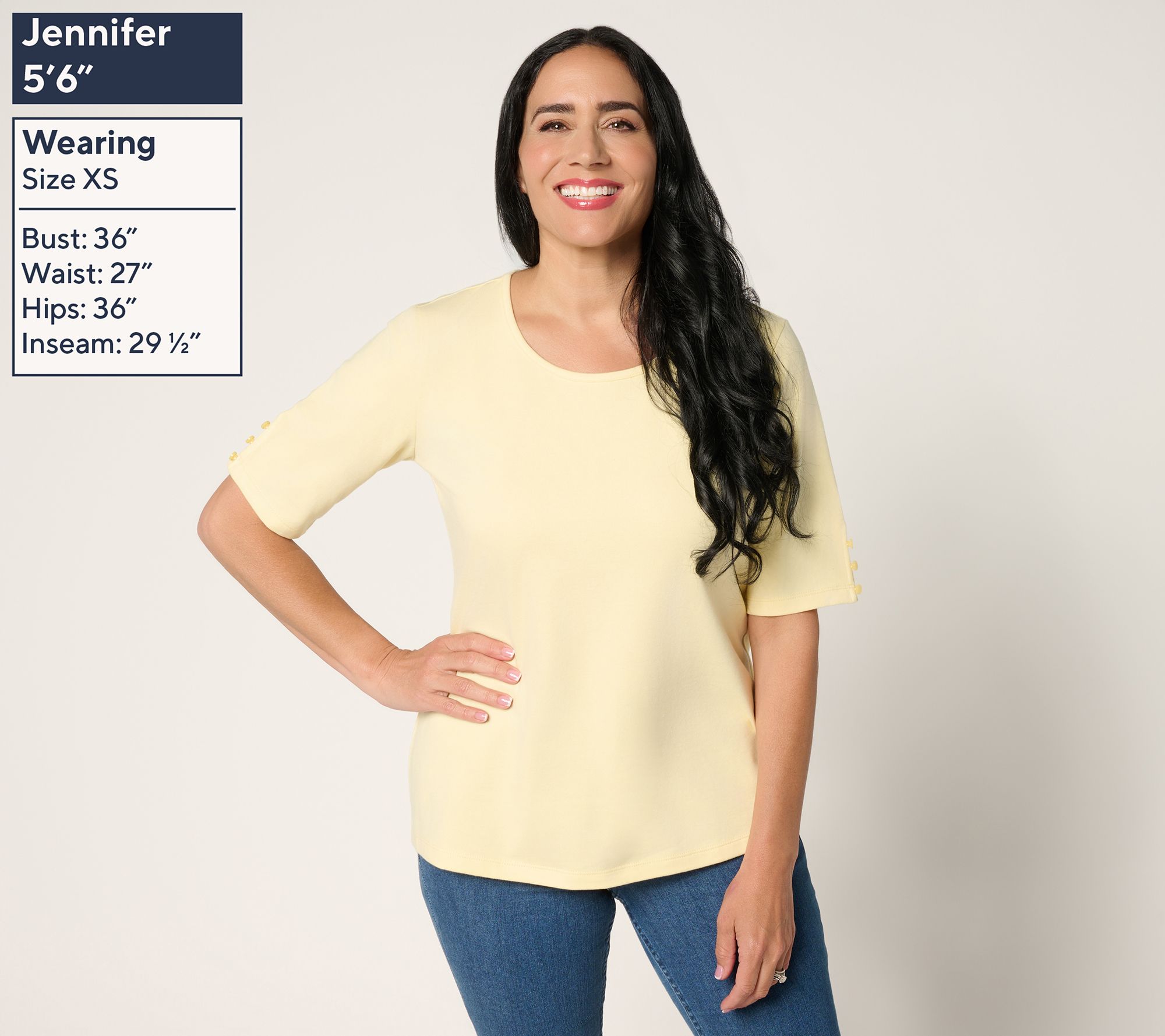 Denim & Co. Essentials Perfect Jersey Elbow Sleeve Top - QVC.com
