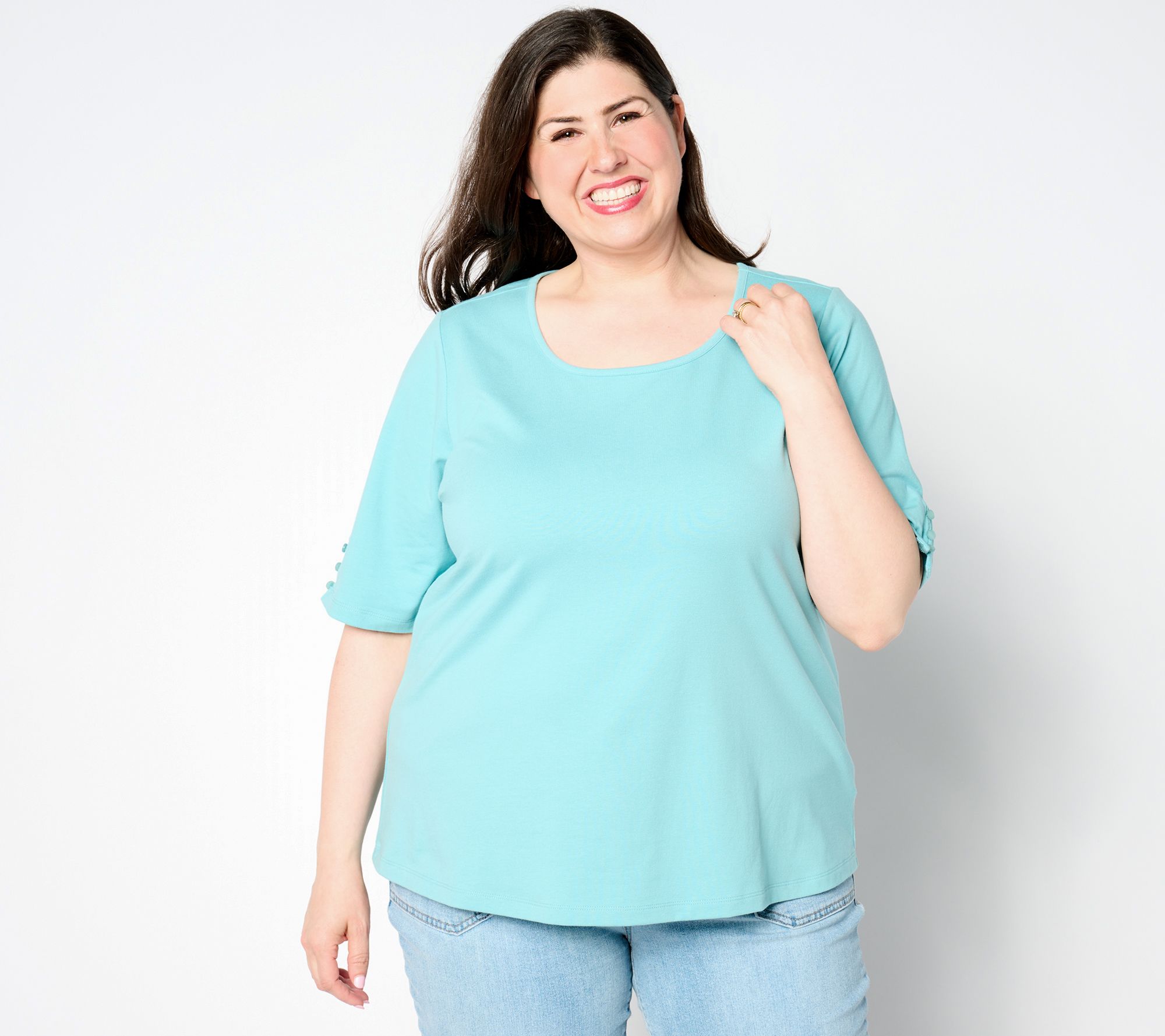 Denim & Co. Essentials Perfect Jersey Elbow Sleeve Top