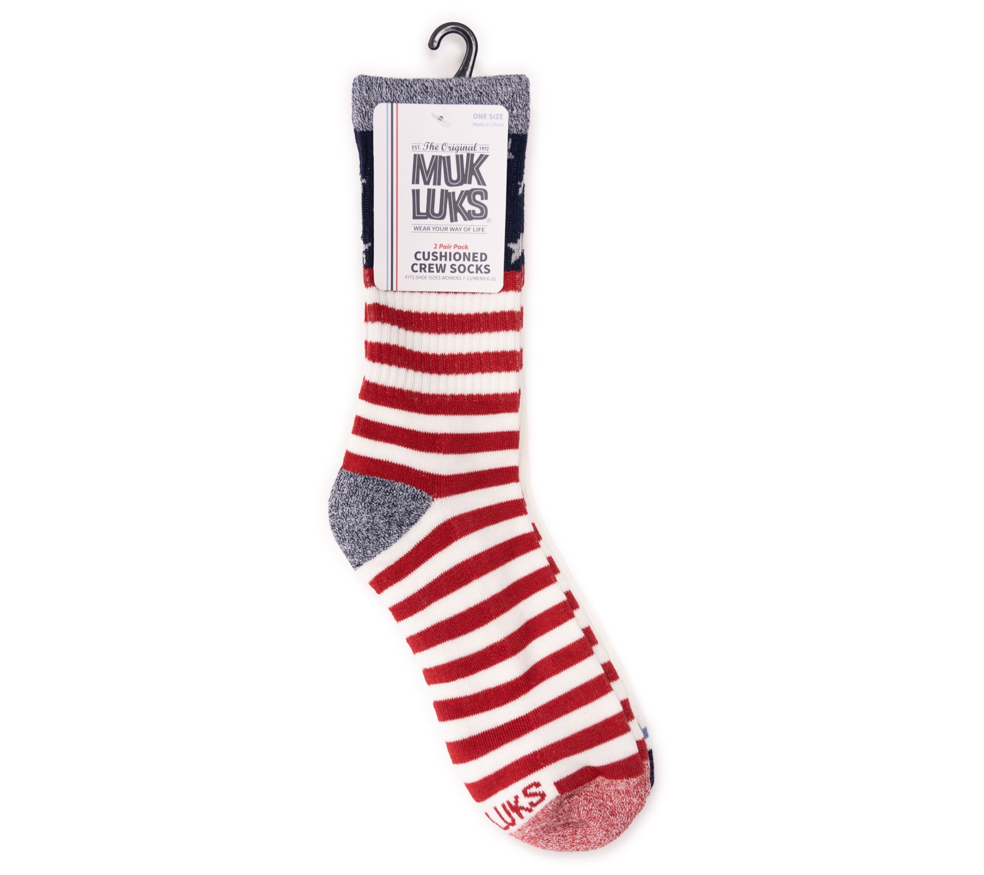 MUK LUKS Unisex Americana Crew Sock Set - 2 Pair