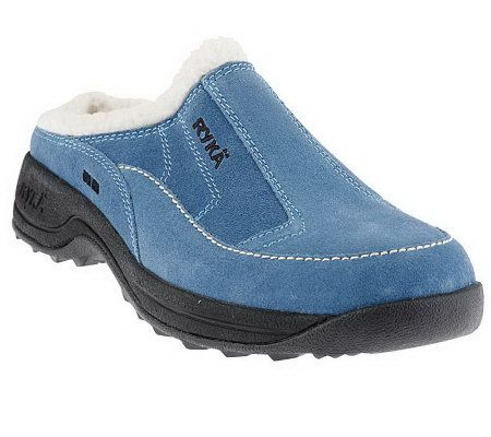 Ryka Sherpa Lined Suede Clogs with Topstitching - Page 1 — QVC.com