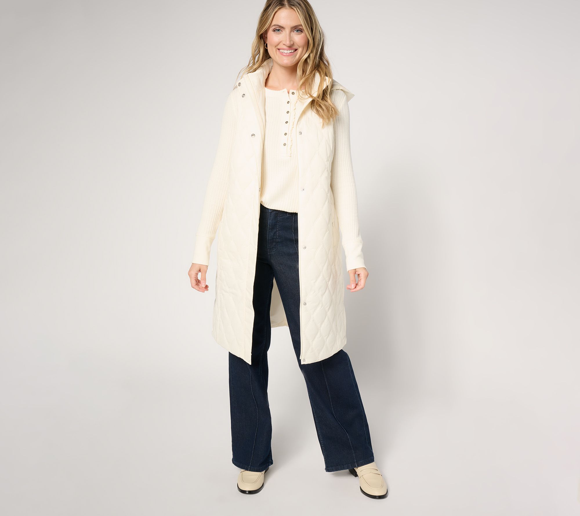 Susan Graver Weekend Petite Water-Resistant Nylon Quilted Vest w/ Hood