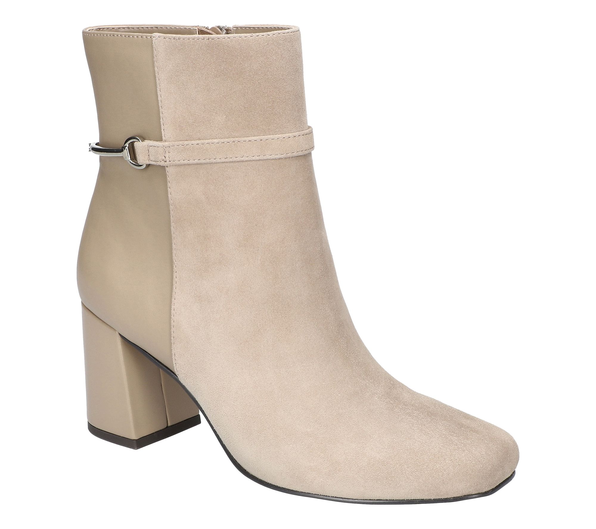 Bella Vita Leather/Suede Square Toe Ankle Boots -Quincy