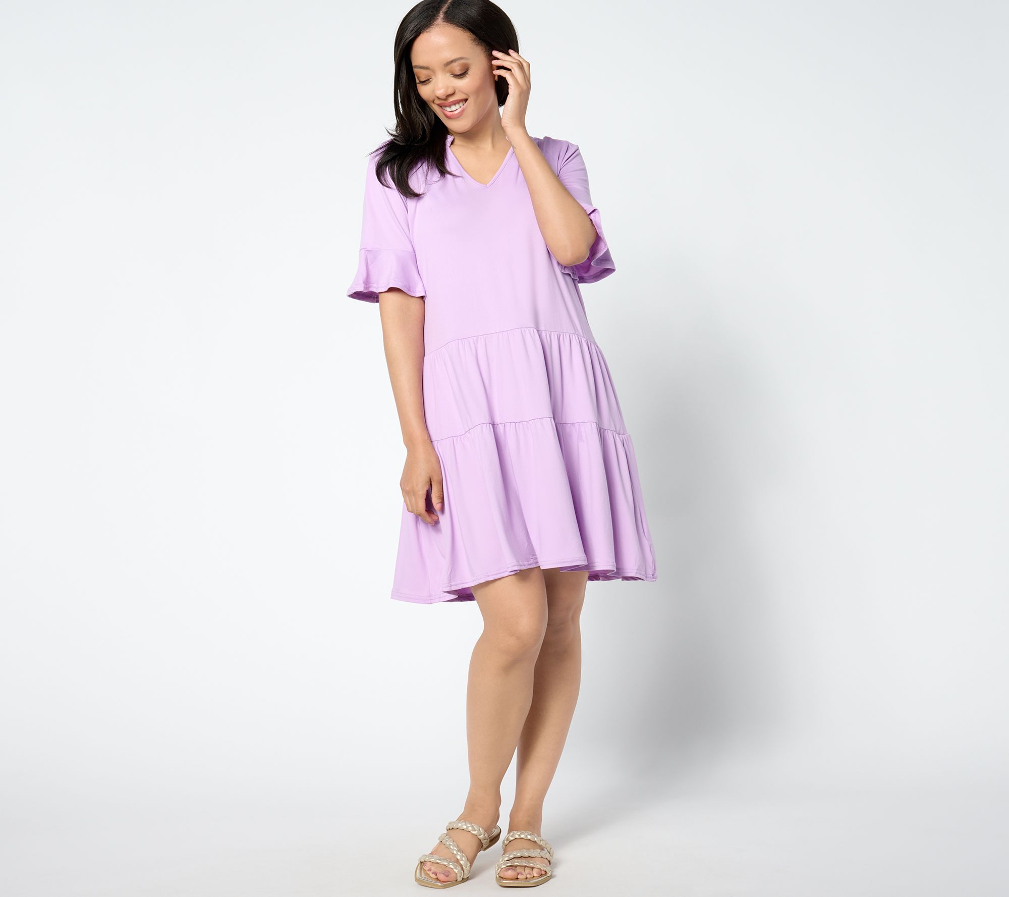 "As Is" MUK LUKS Cloud Knit Tiered Lounge Dress