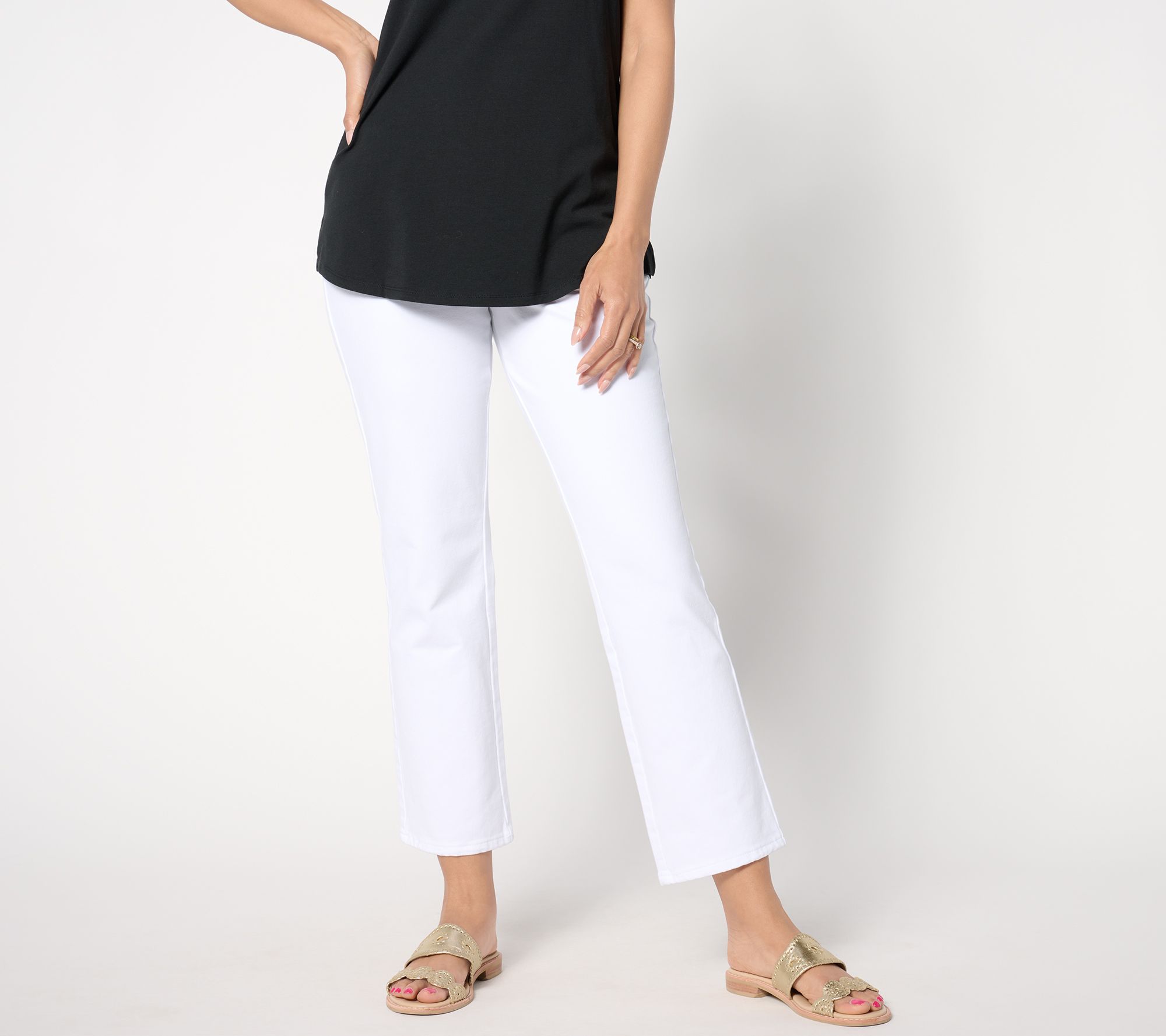 "As Is" Quacker Factory DreamJeannes Reg Pull On Straight Jeans